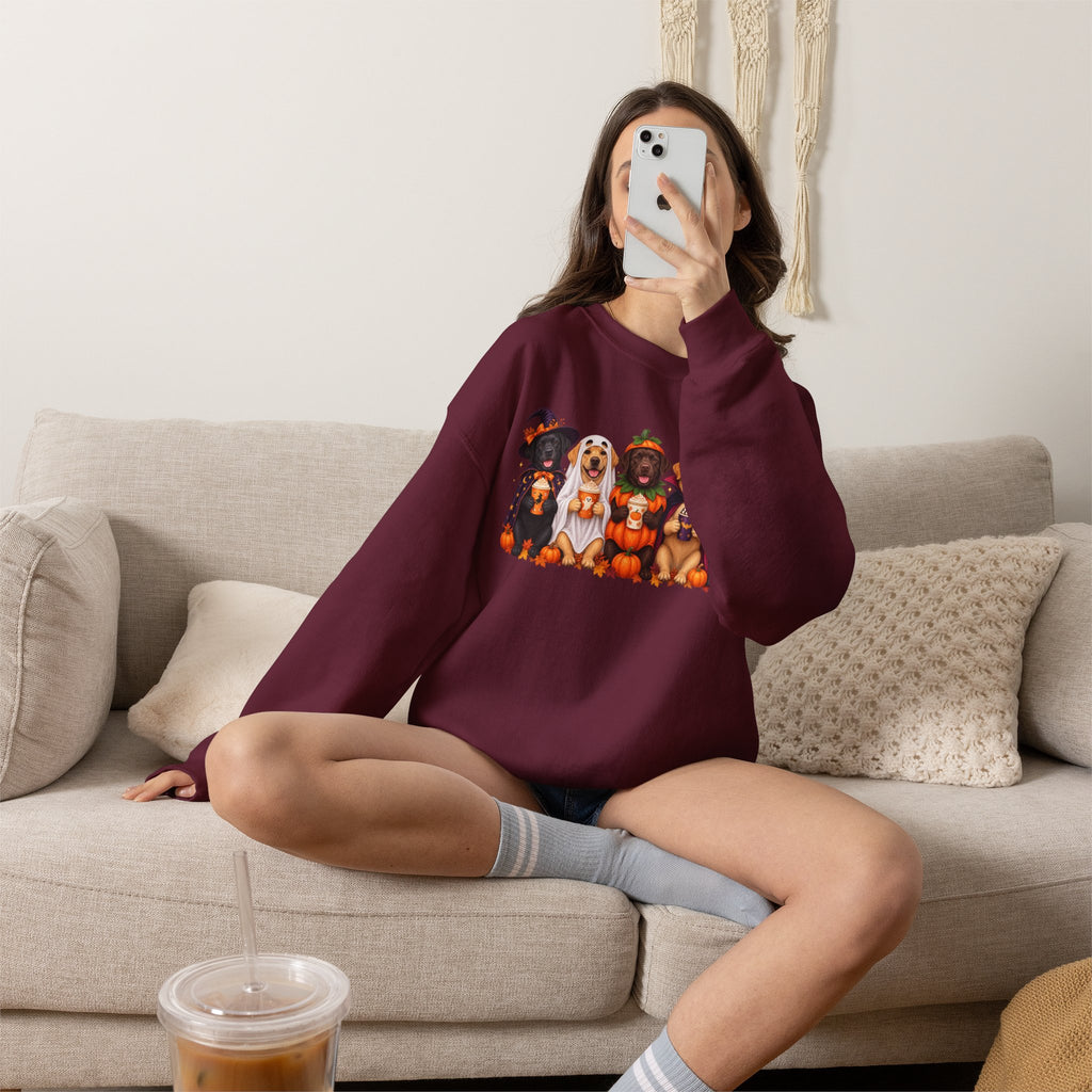 Halloween Dogs Crewneck Sweatshirt — Cute Puppies in Costumes Fall Pullover