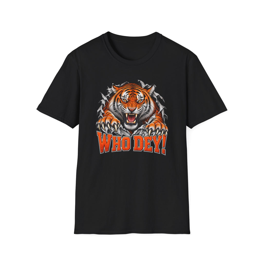 Tiger Graphic T-Shirt — "Who Dey!" Fierce Roaring Design