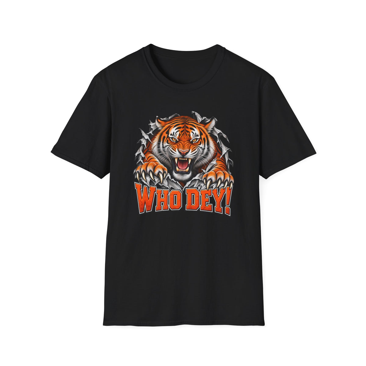 Tiger Graphic T-Shirt — "Who Dey!" Fierce Roaring Design