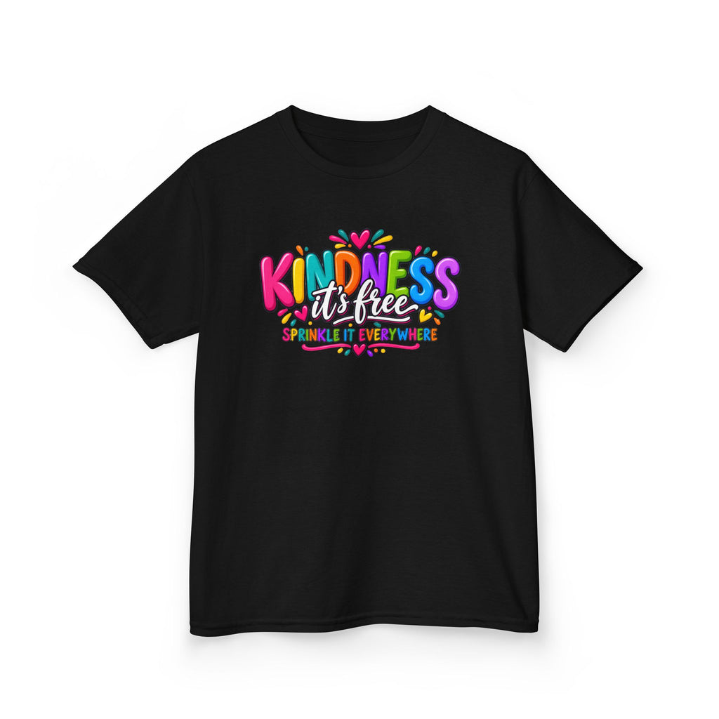 Kids Tee — "Kindness Is Free" Colorful Rainbow Graphic