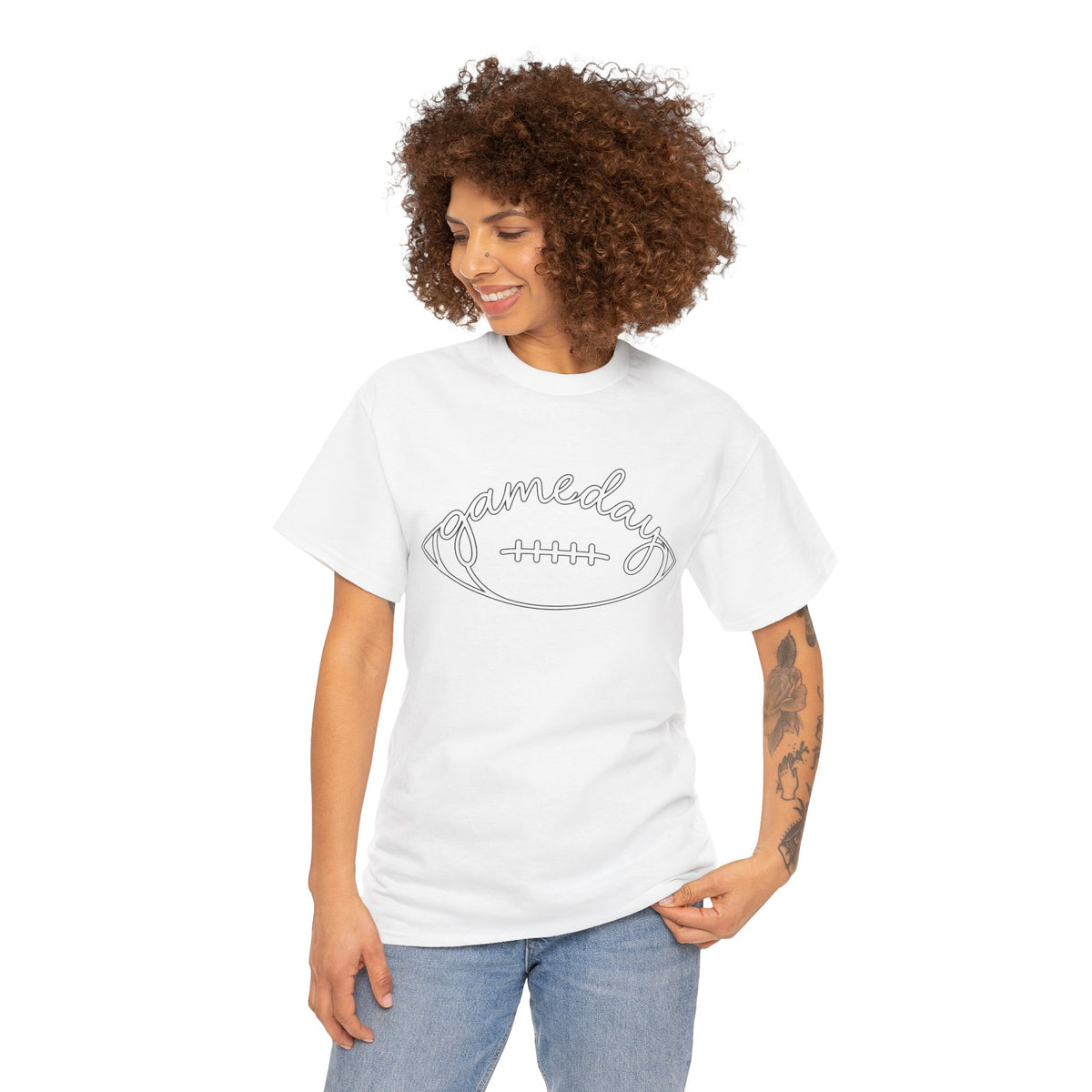 Gameday Football Tee — 'gameday' Script Football Graphic T-Shirt