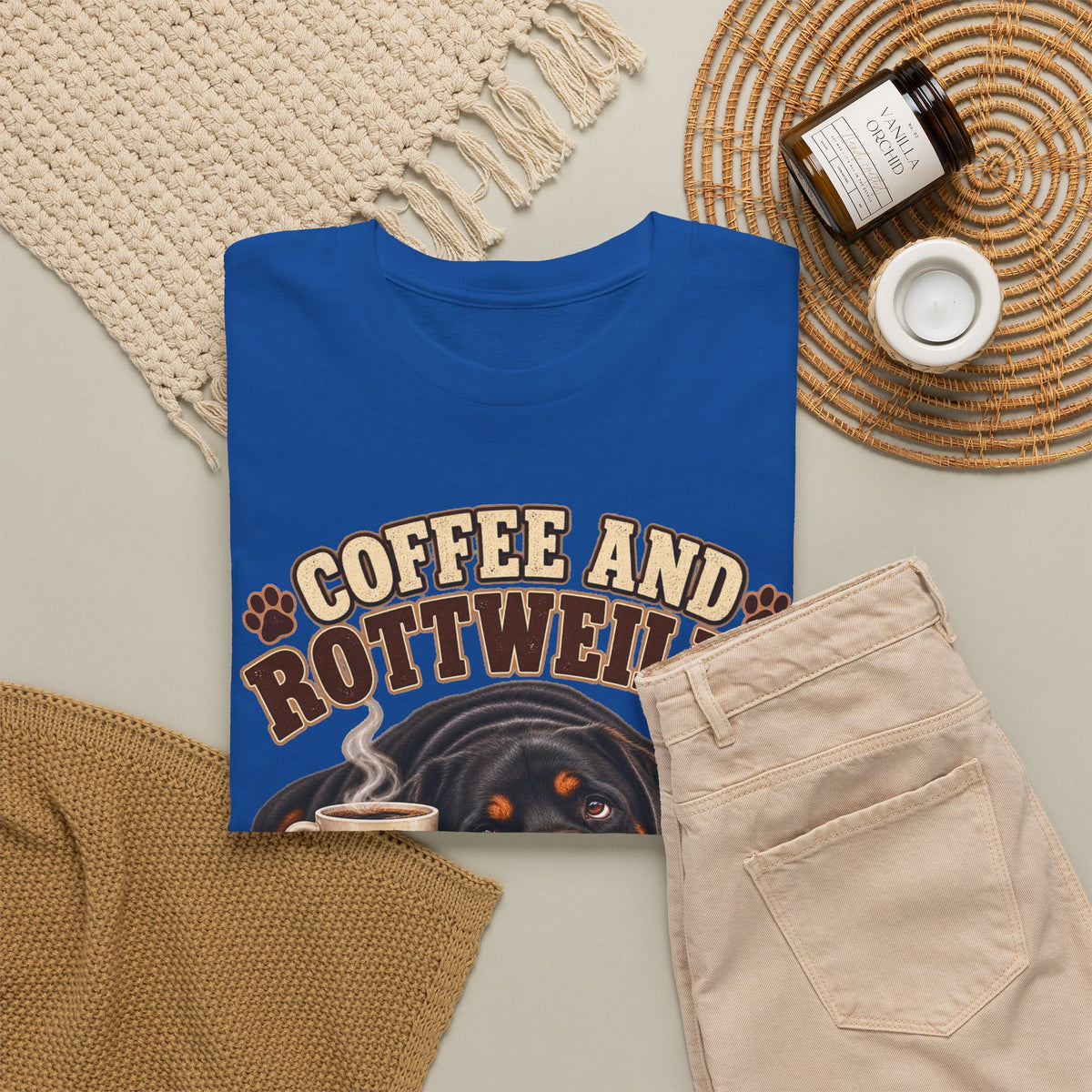 Coffee and Rottweiler Tee — "Coffee and Rottweiler Make Me Happy" Dog Lover Shirt