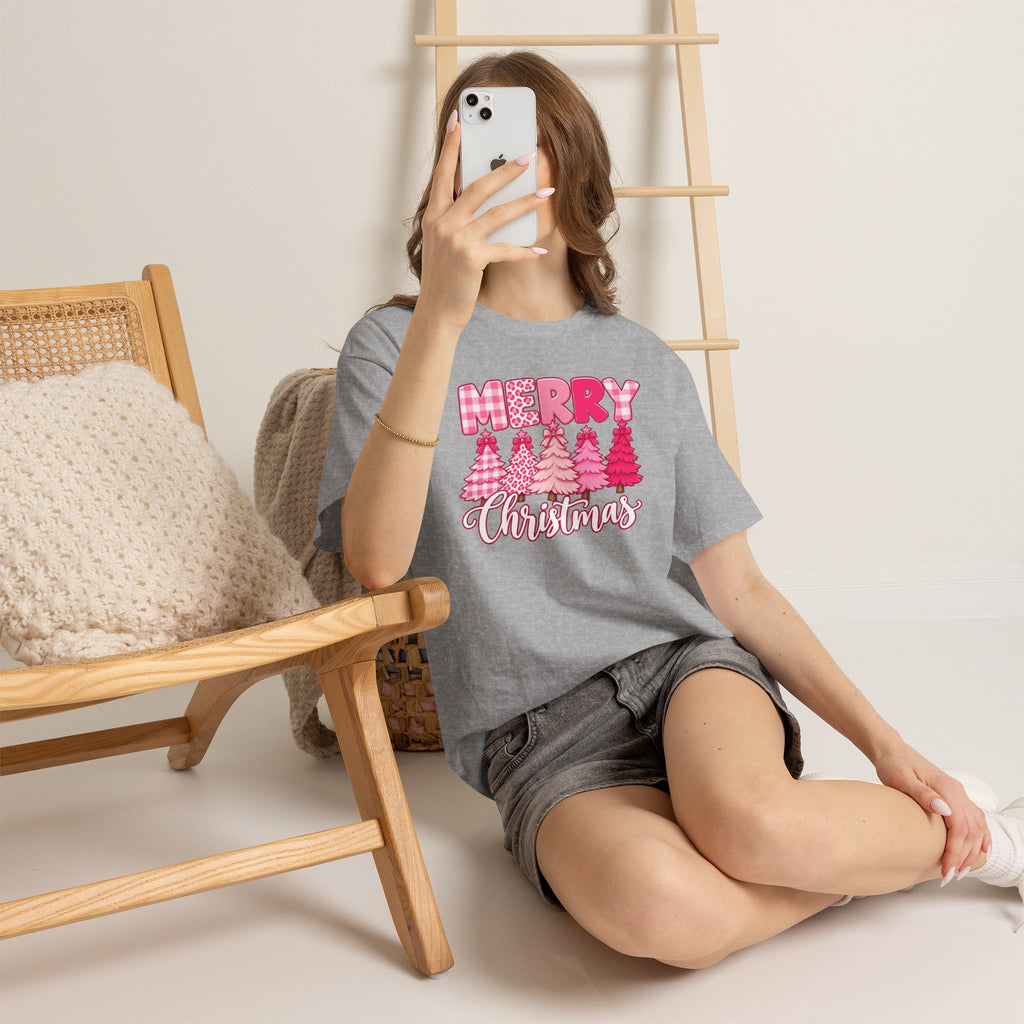 Merry Christmas Pink Christmas Tree T-Shirt