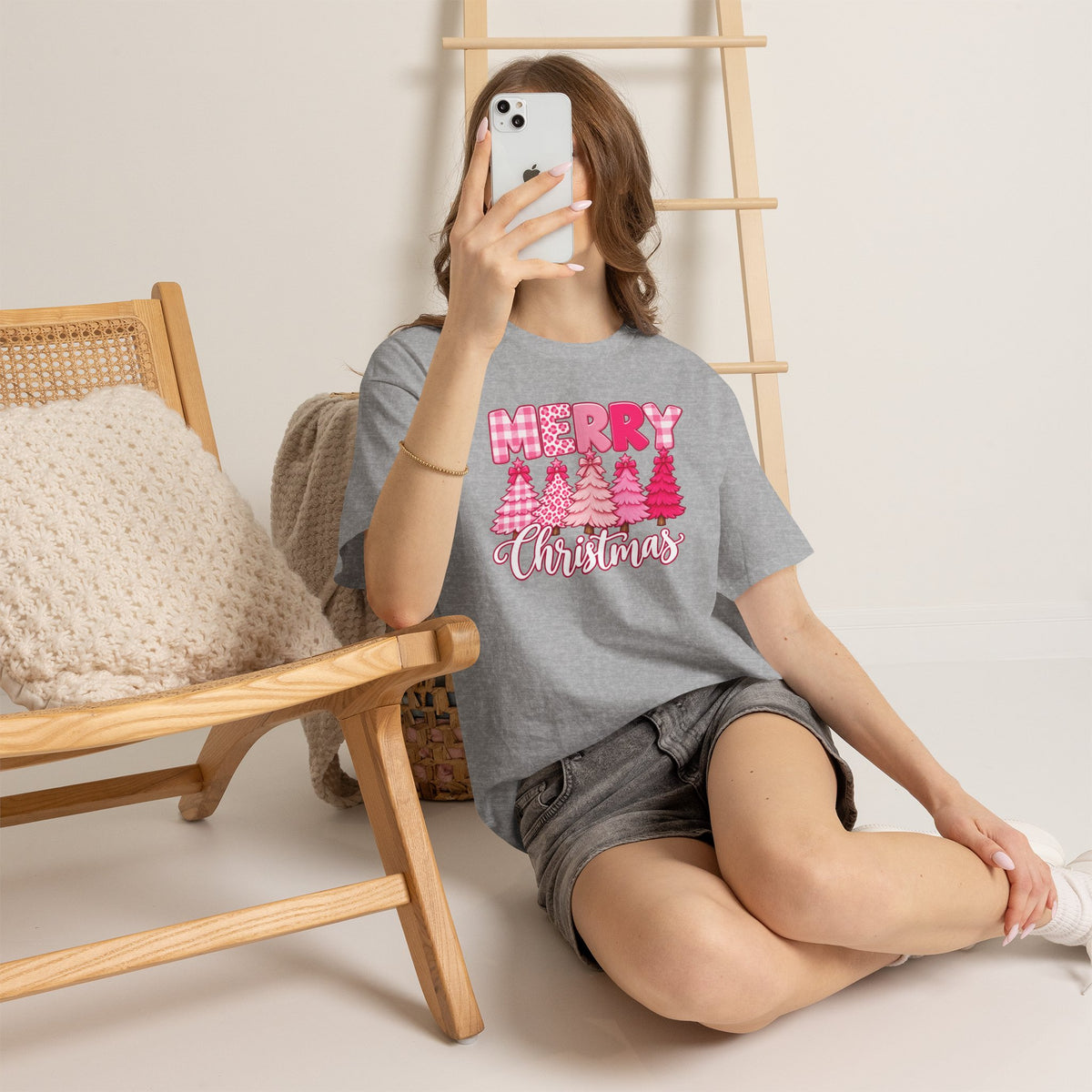 Merry Christmas Pink Christmas Tree T-Shirt