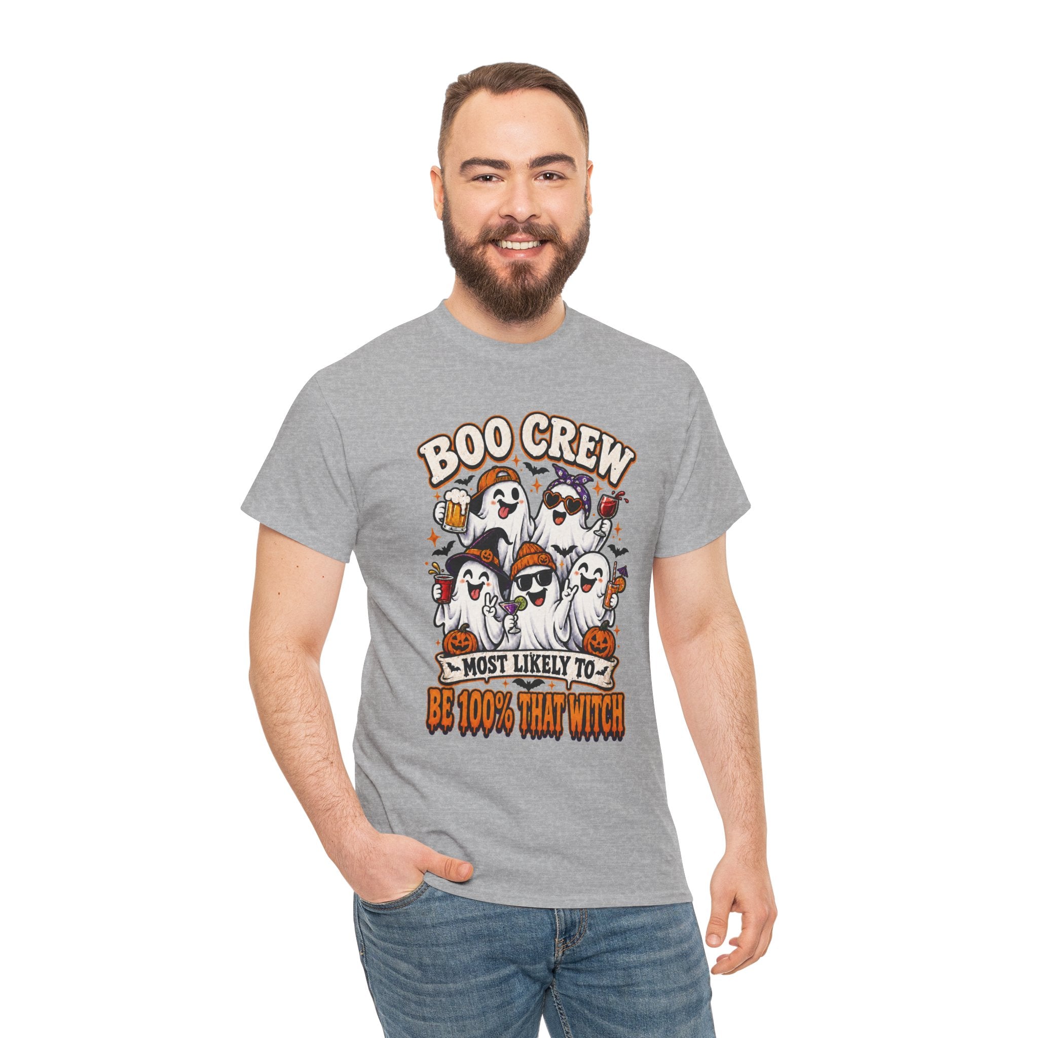 Boo Crew Halloween T-Shirt – "Most Likely To Be 100% That Witch" Ghosts Tee