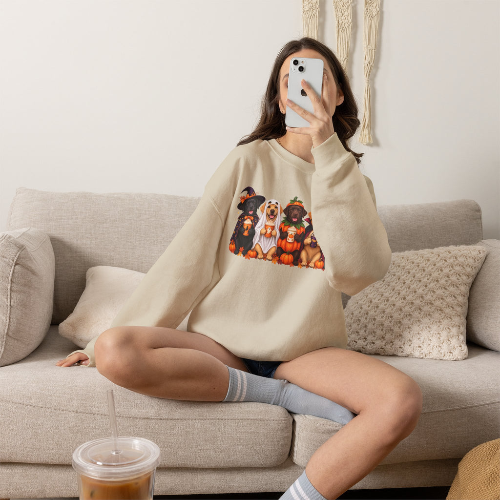 Halloween Dogs Crewneck Sweatshirt — Cute Puppies in Costumes Fall Pullover