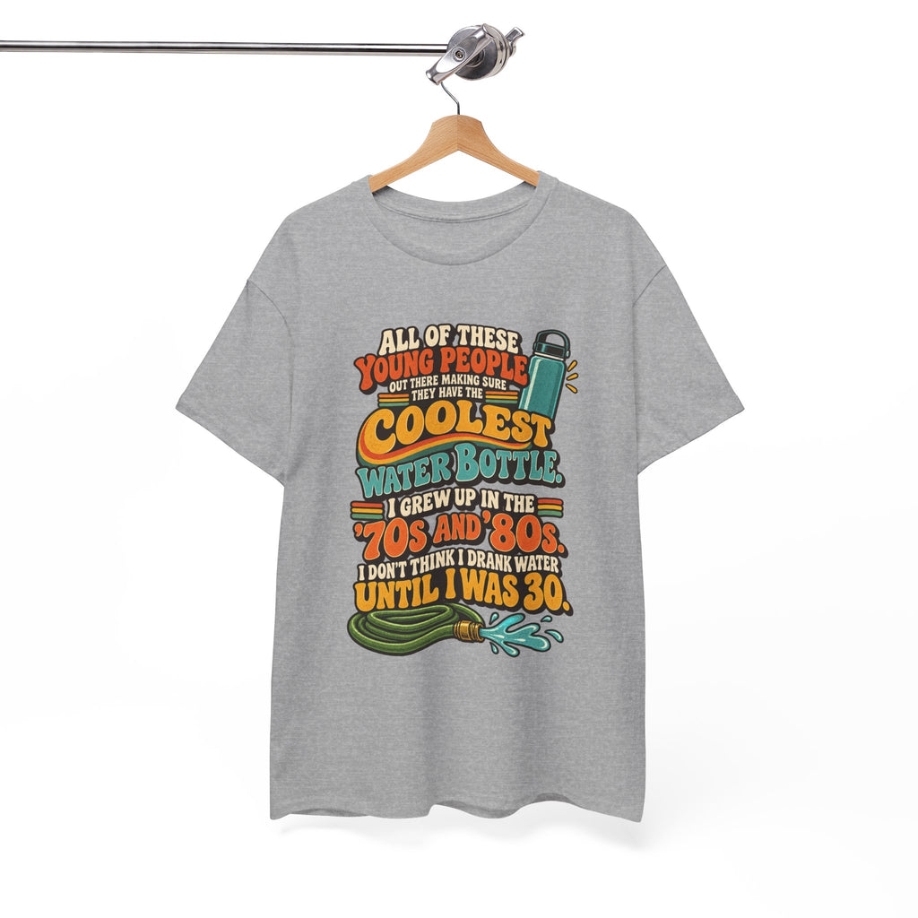 Retro 70s-80s Funny Water Bottle Tee — "Coolest Water Bottle" Graphic T-Shirt