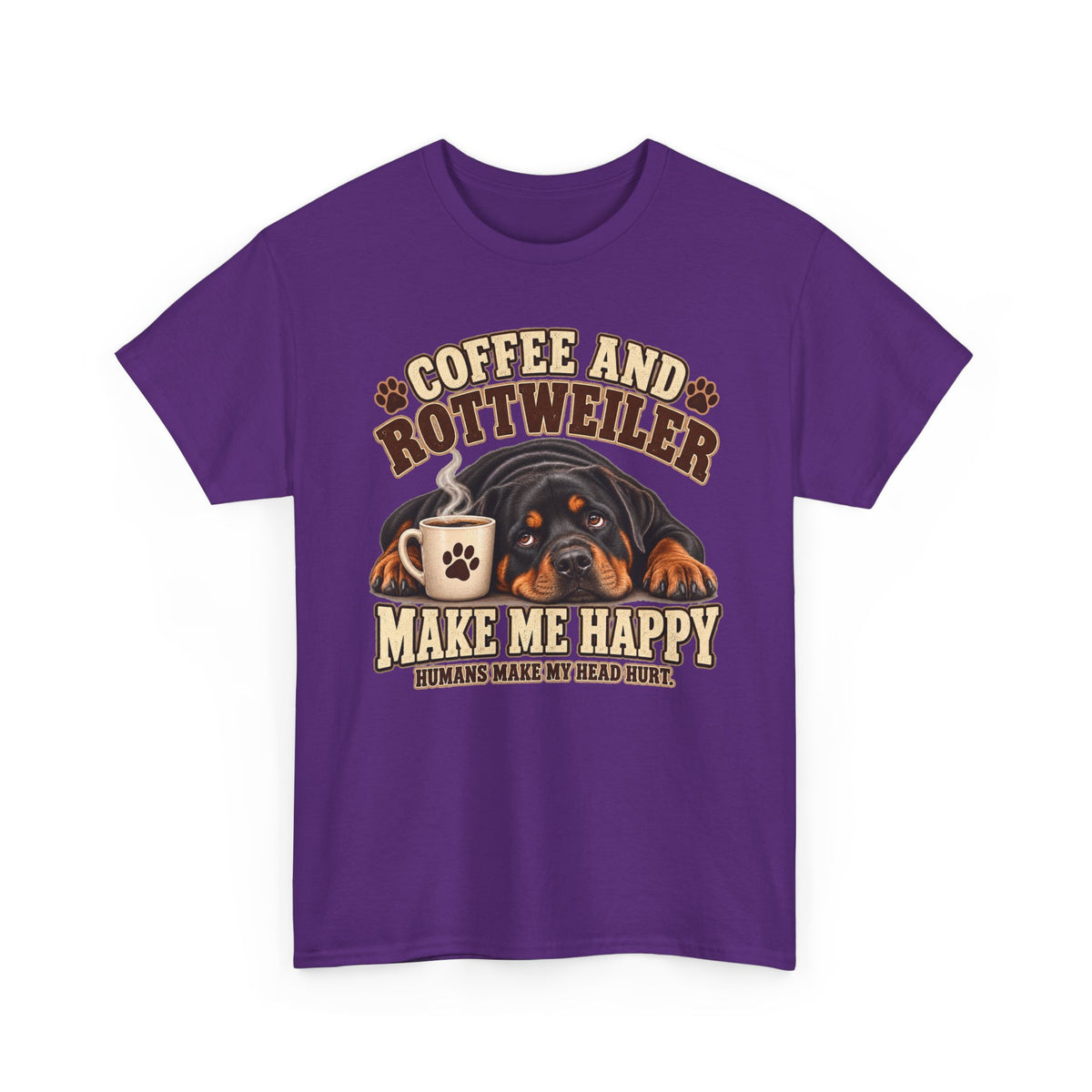Coffee and Rottweiler Tee — "Coffee and Rottweiler Make Me Happy" Dog Lover Shirt