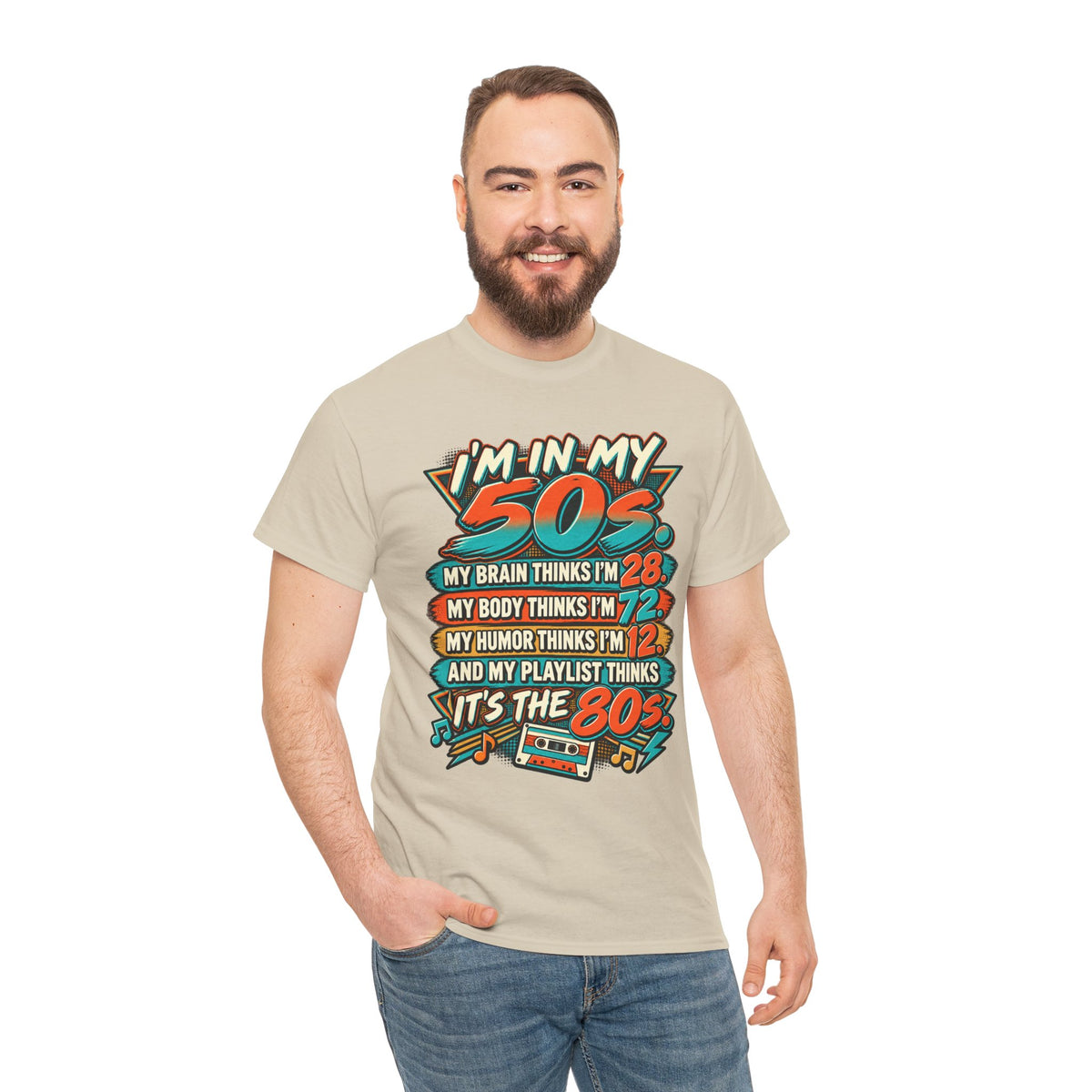 Retro 50s Birthday T‑Shirt — "I'm in My 50s" 80s Playlist Cassette Tee