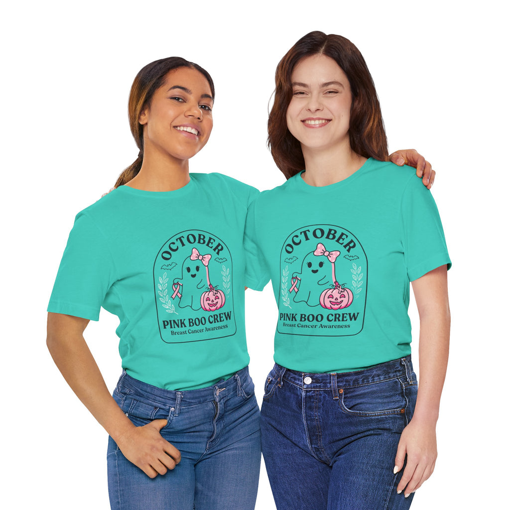 October Pink Boo Crew Tee — Breast Cancer Awareness Ghost T-Shirt