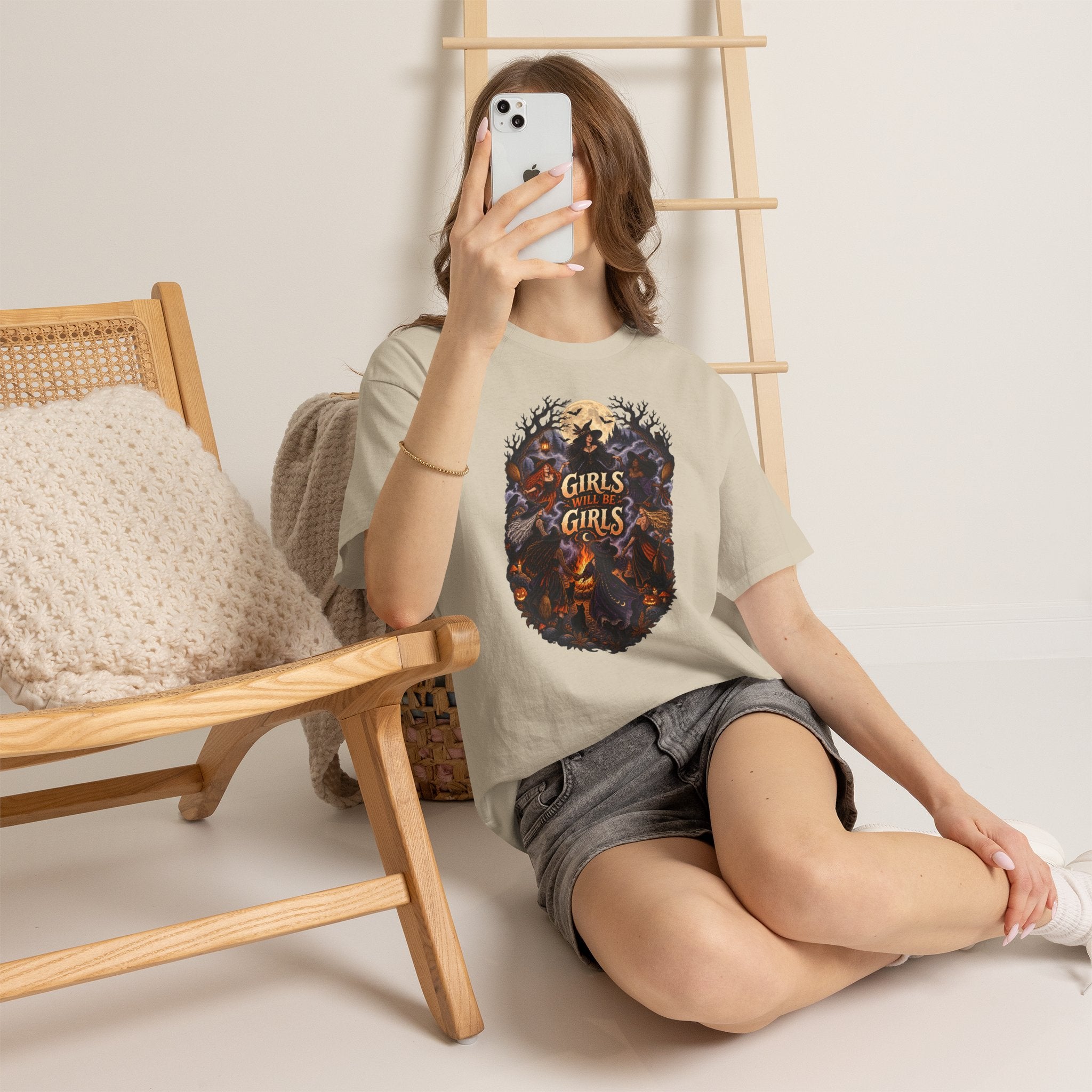 Girls Will Be Girls T-Shirt — Witchy Campfire Illustration Tee