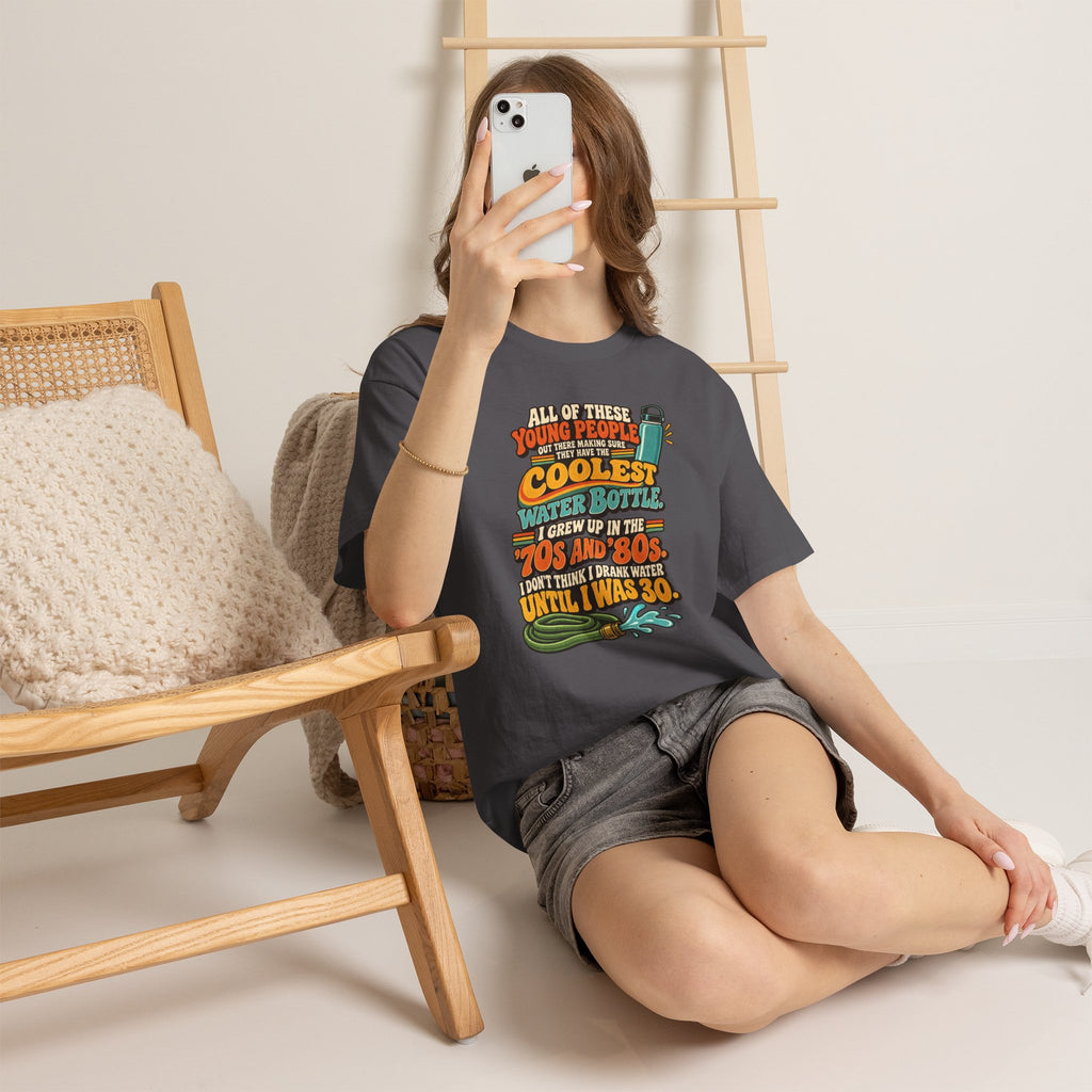 Retro 70s-80s Funny Water Bottle Tee — "Coolest Water Bottle" Graphic T-Shirt