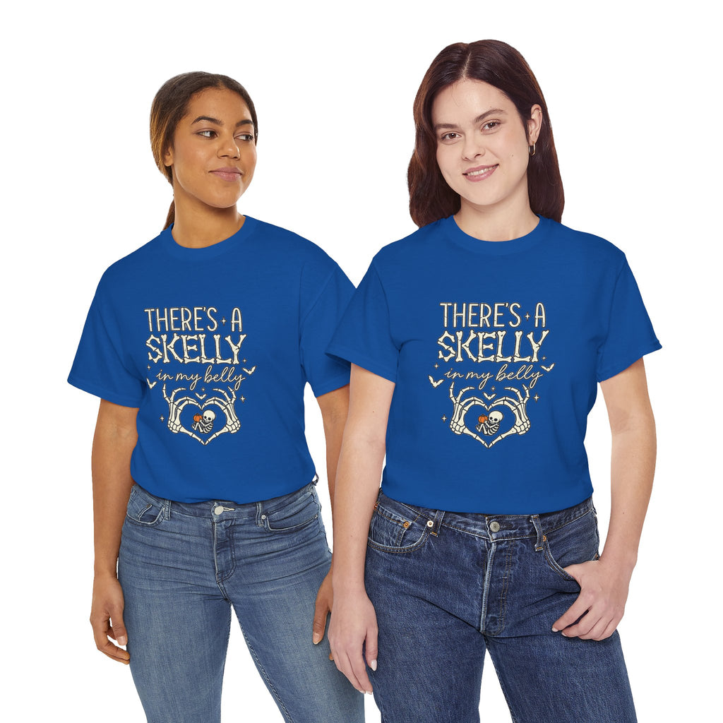Skeleton Heart T‑Shirt — "There's a Skelly in My Belly" Cute Halloween Tee