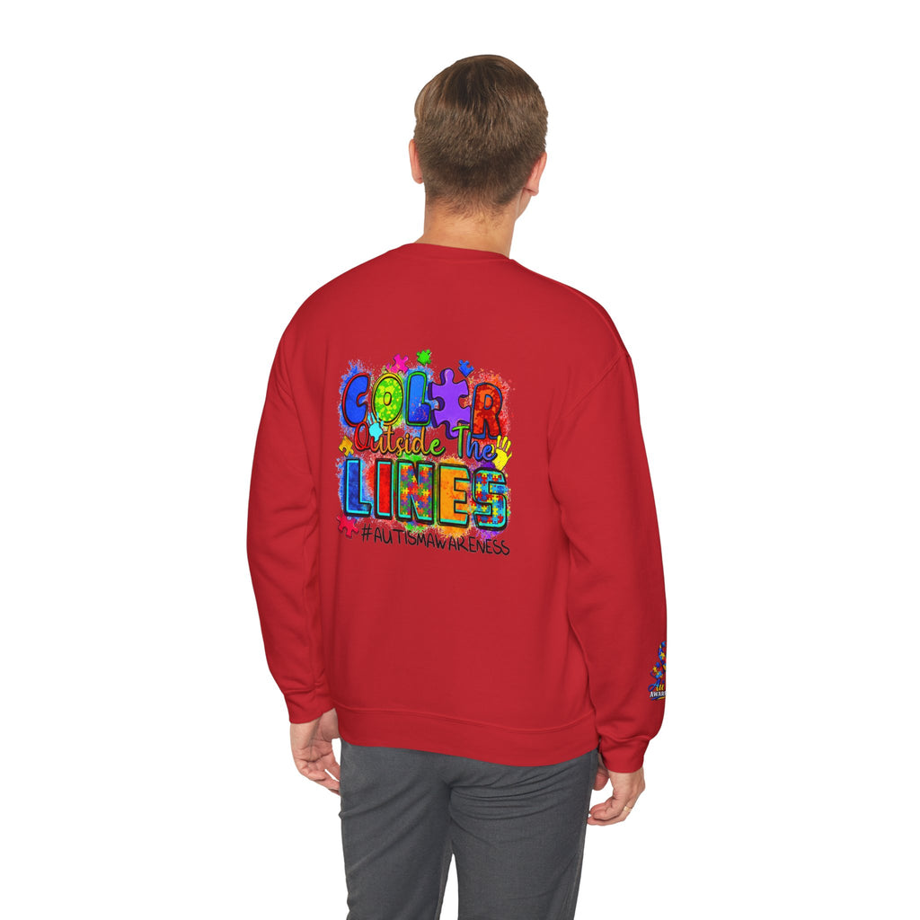 Autism Awareness Crewneck Sweatshirt — Color Outside the Lines Design