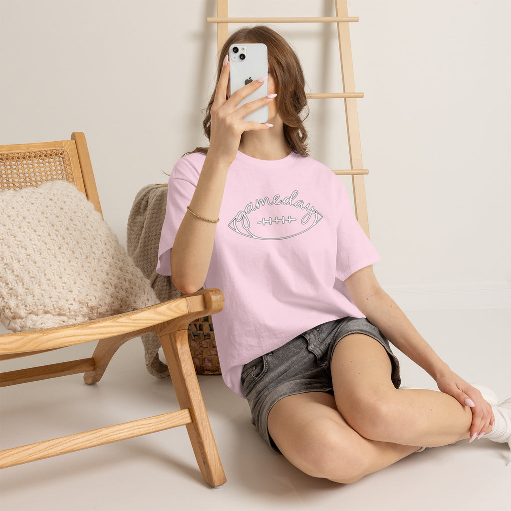 Gameday Football Tee — 'gameday' Script Football Graphic T-Shirt