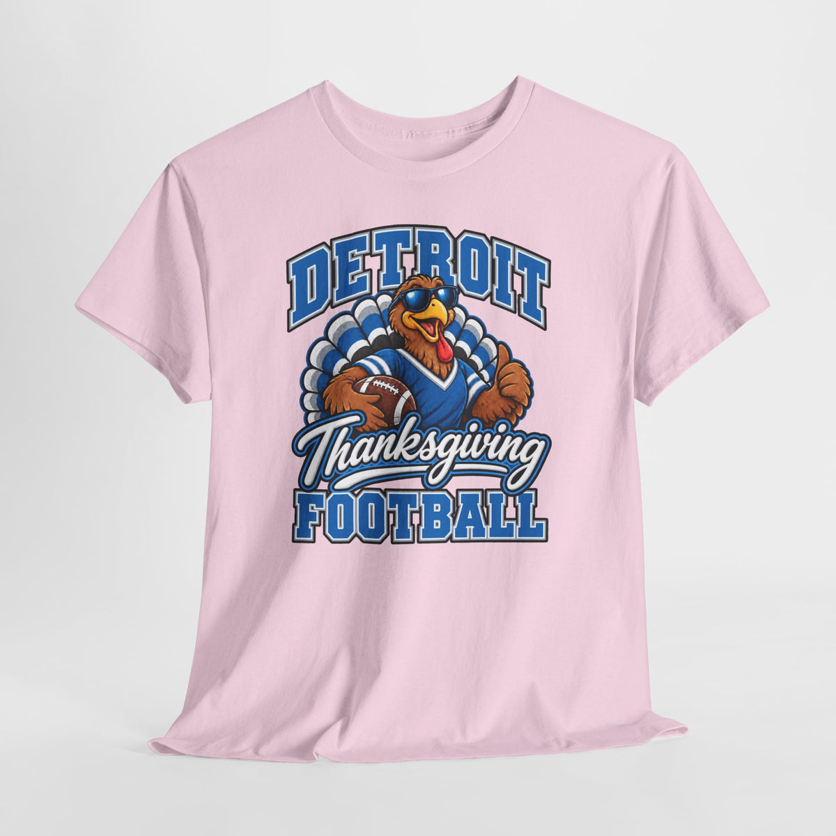 Detroit Thanksgiving Football Tee — Turkey Mascot Game Day Shirt