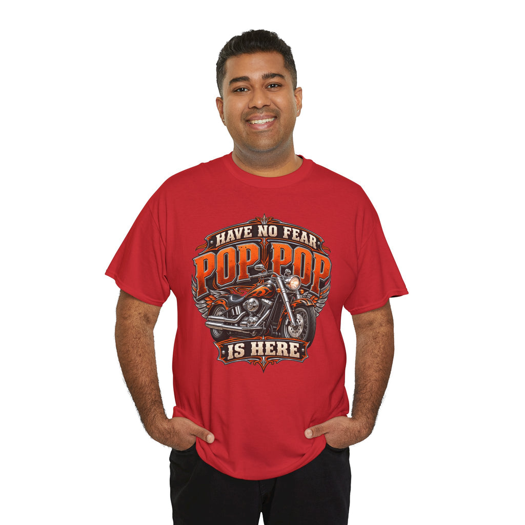 Pop Pop Is Here Motorcycle Dad T-Shirt