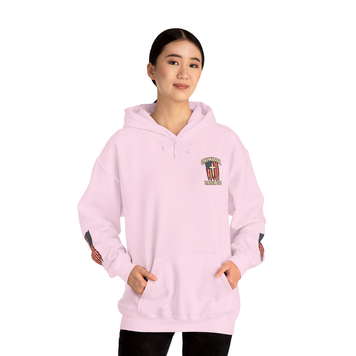One Nation Under God Patriotic Cross Hoodie