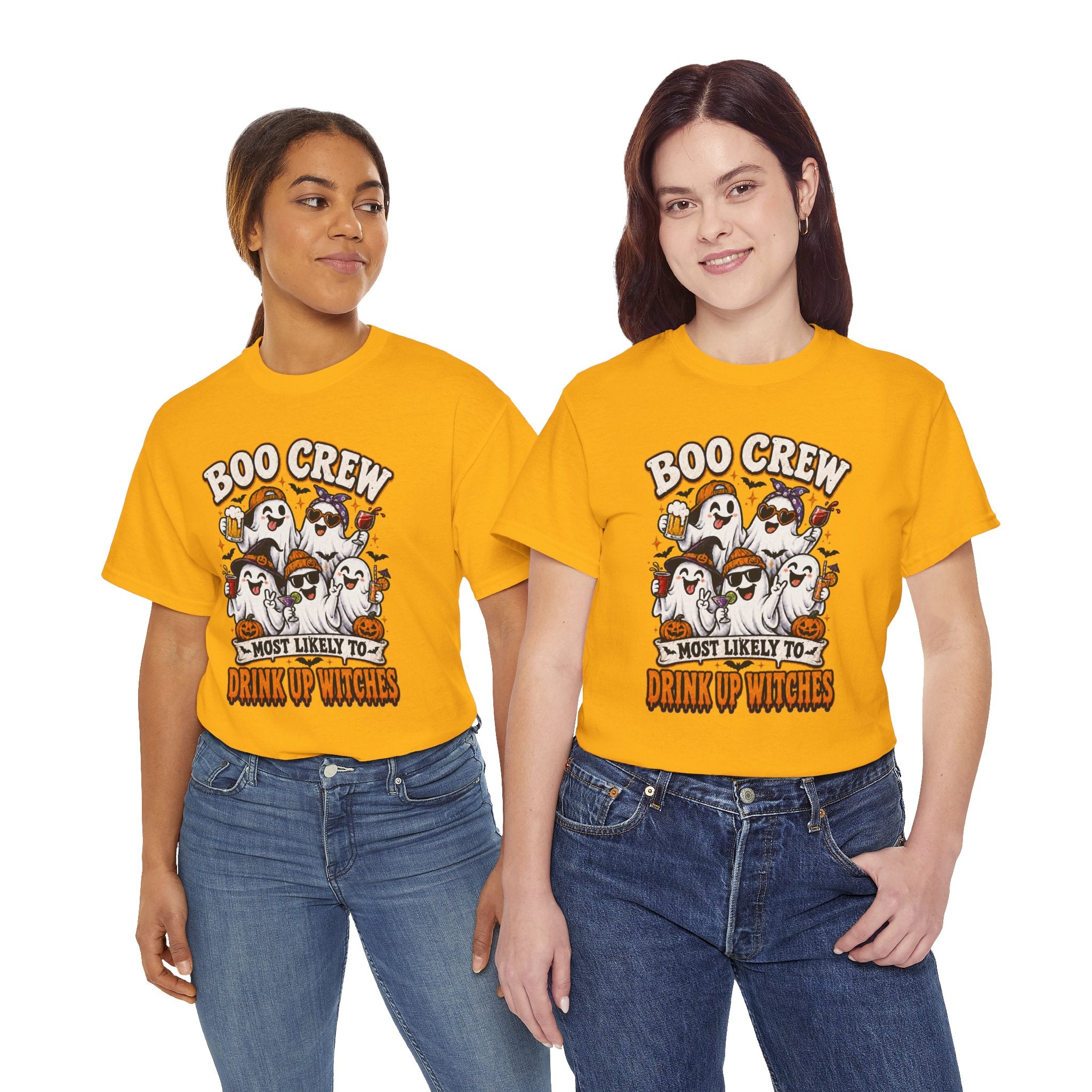 Boo Crew Halloween Tee — "Most Likely to Drink Up Witches" Ghost Party Shirt