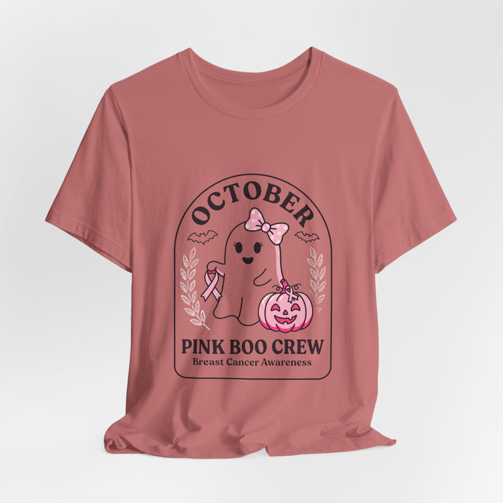 October Pink Boo Crew Tee — Breast Cancer Awareness Ghost T-Shirt