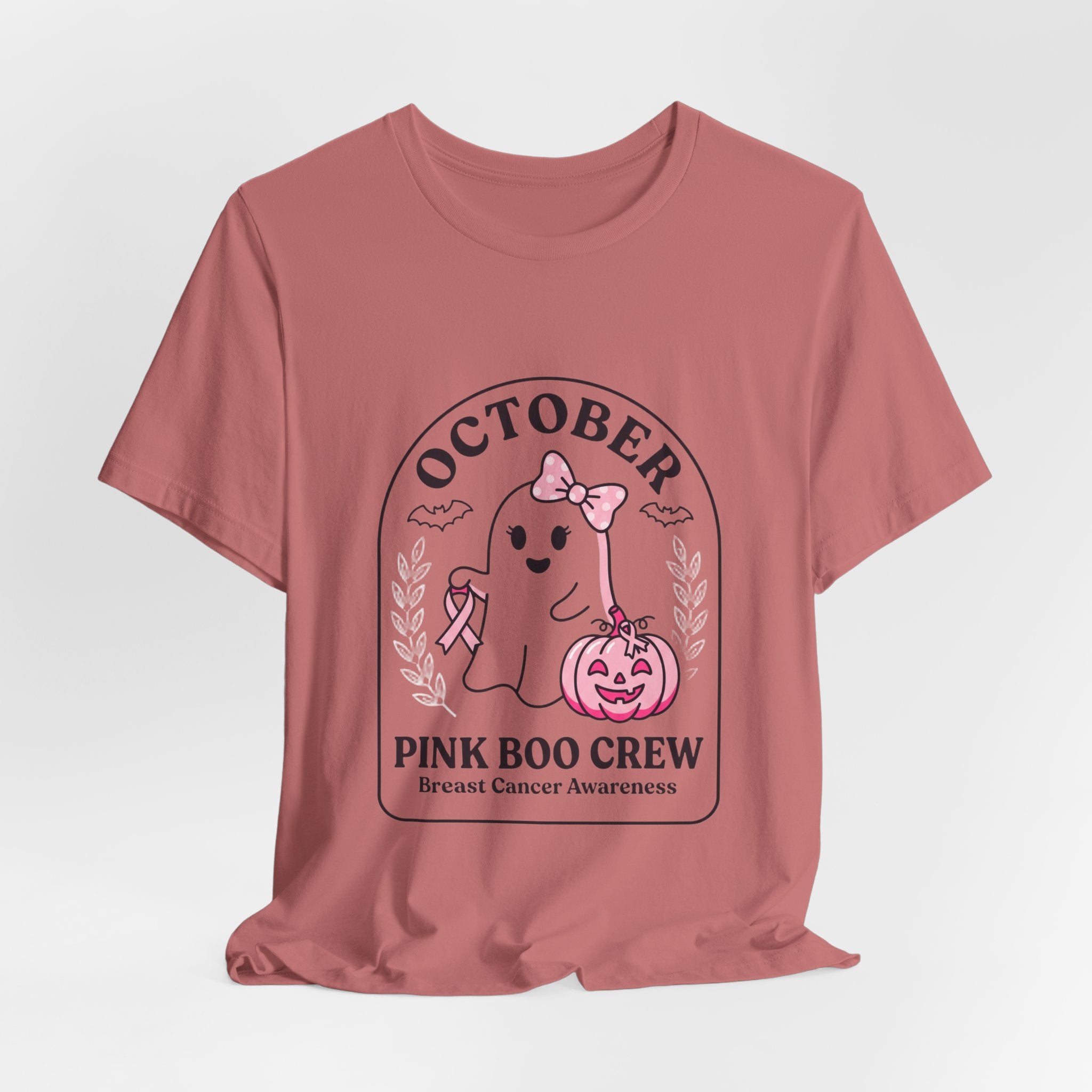 October Pink Boo Crew Tee — Breast Cancer Awareness Ghost T-Shirt
