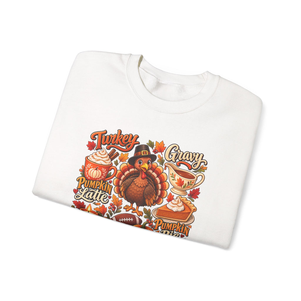 Thankful Thanksgiving Sweatshirt — Cute Turkey & Fall Harvest Crewneck