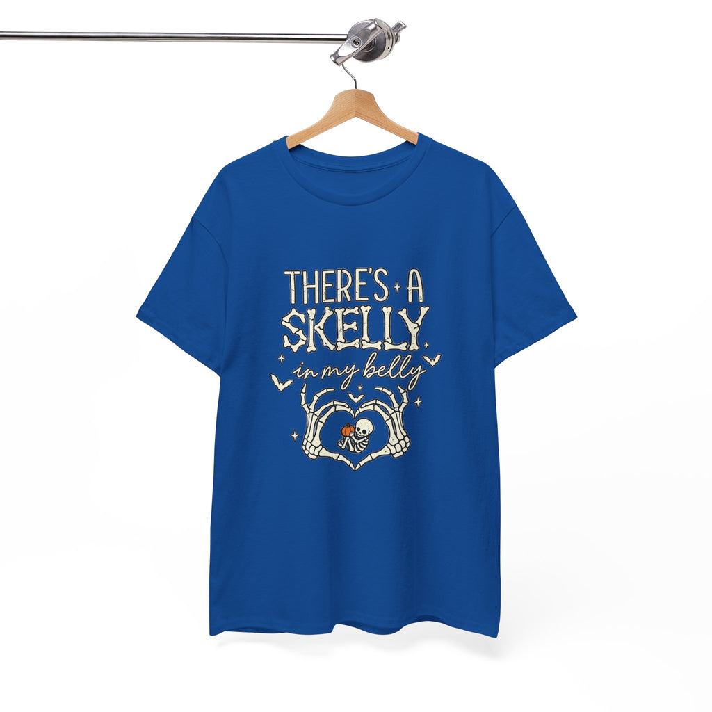Skeleton Heart T‑Shirt — "There's a Skelly in My Belly" Cute Halloween Tee