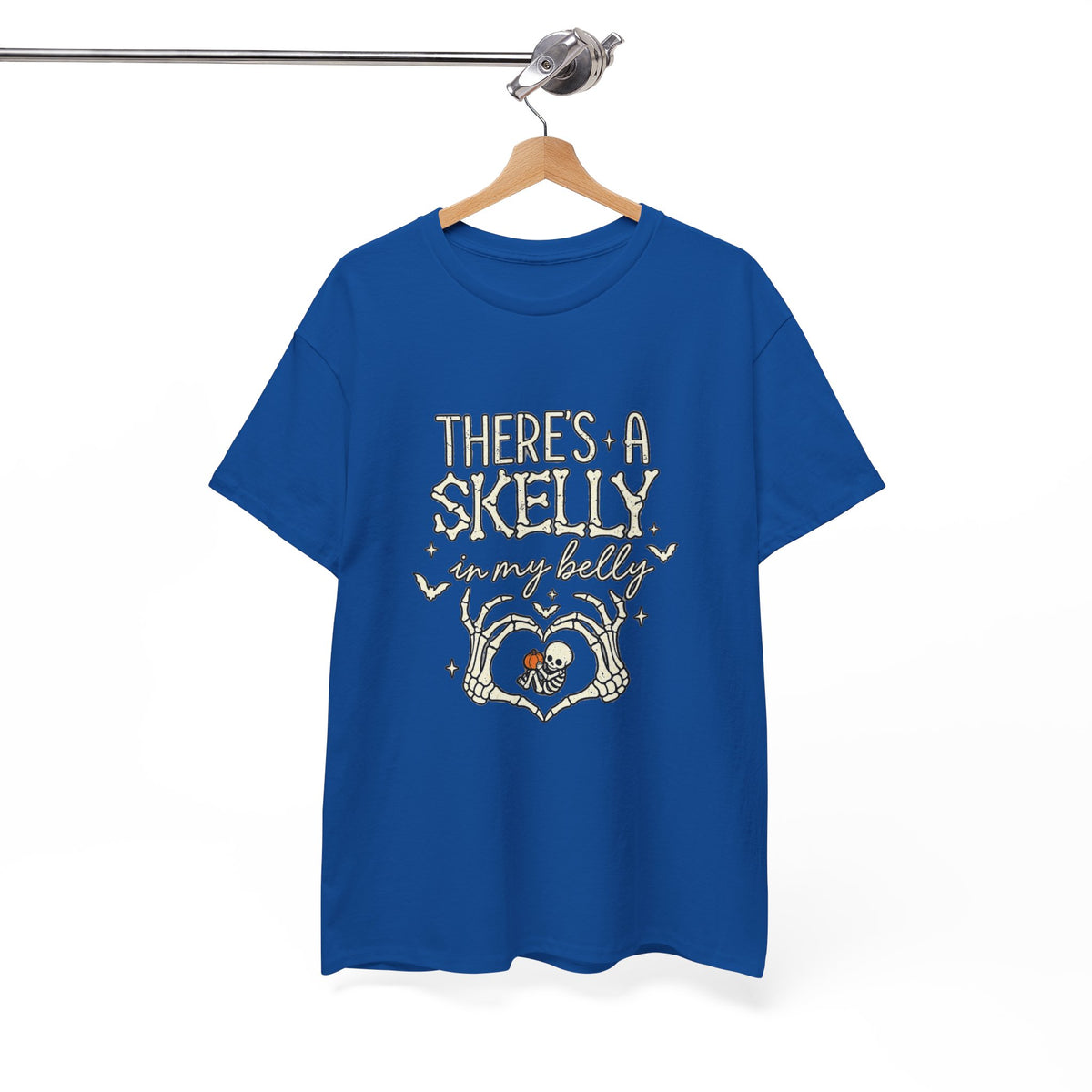 Skeleton Heart T‑Shirt — "There's a Skelly in My Belly" Cute Halloween Tee