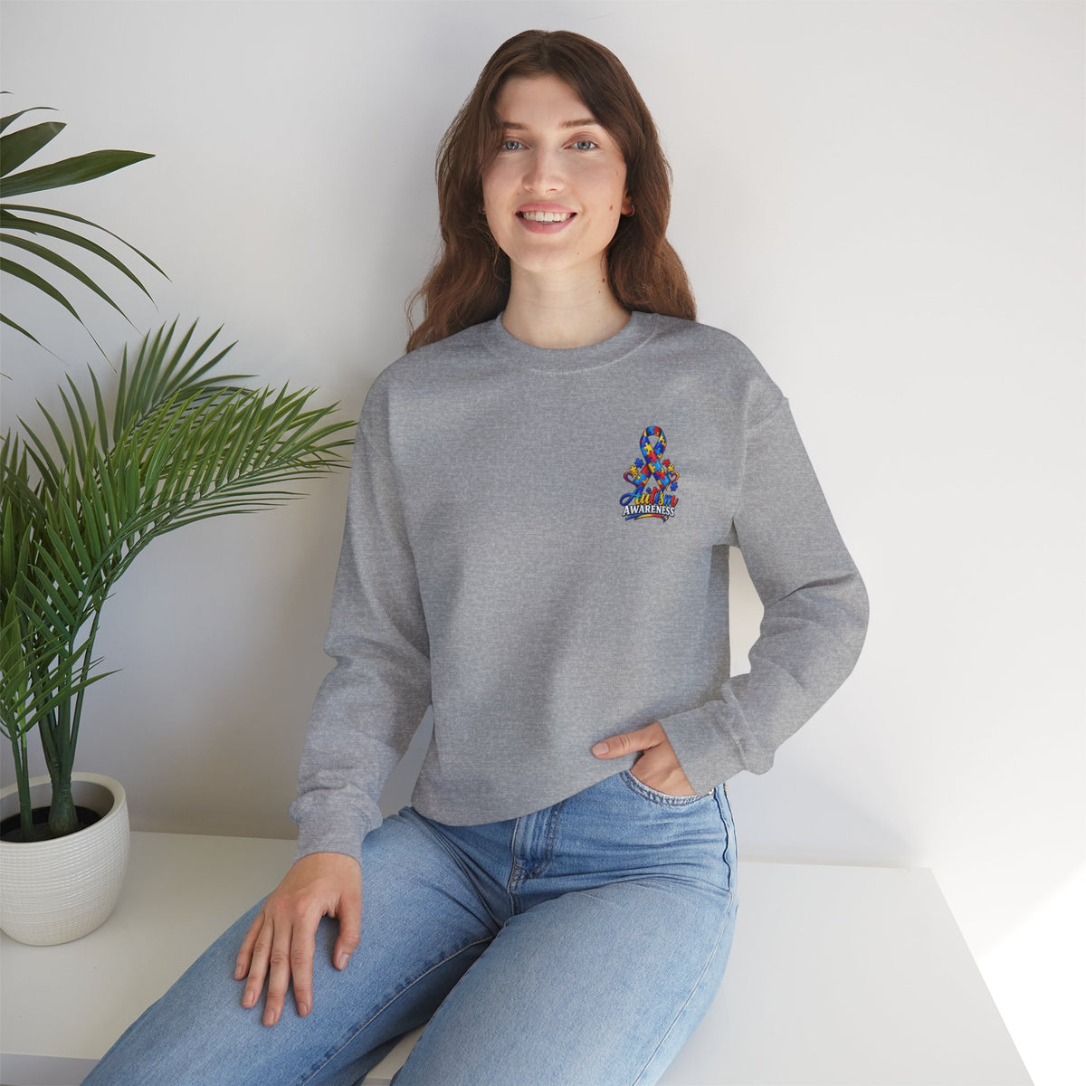 Autism Awareness Ribbon Crewneck Sweatshirt