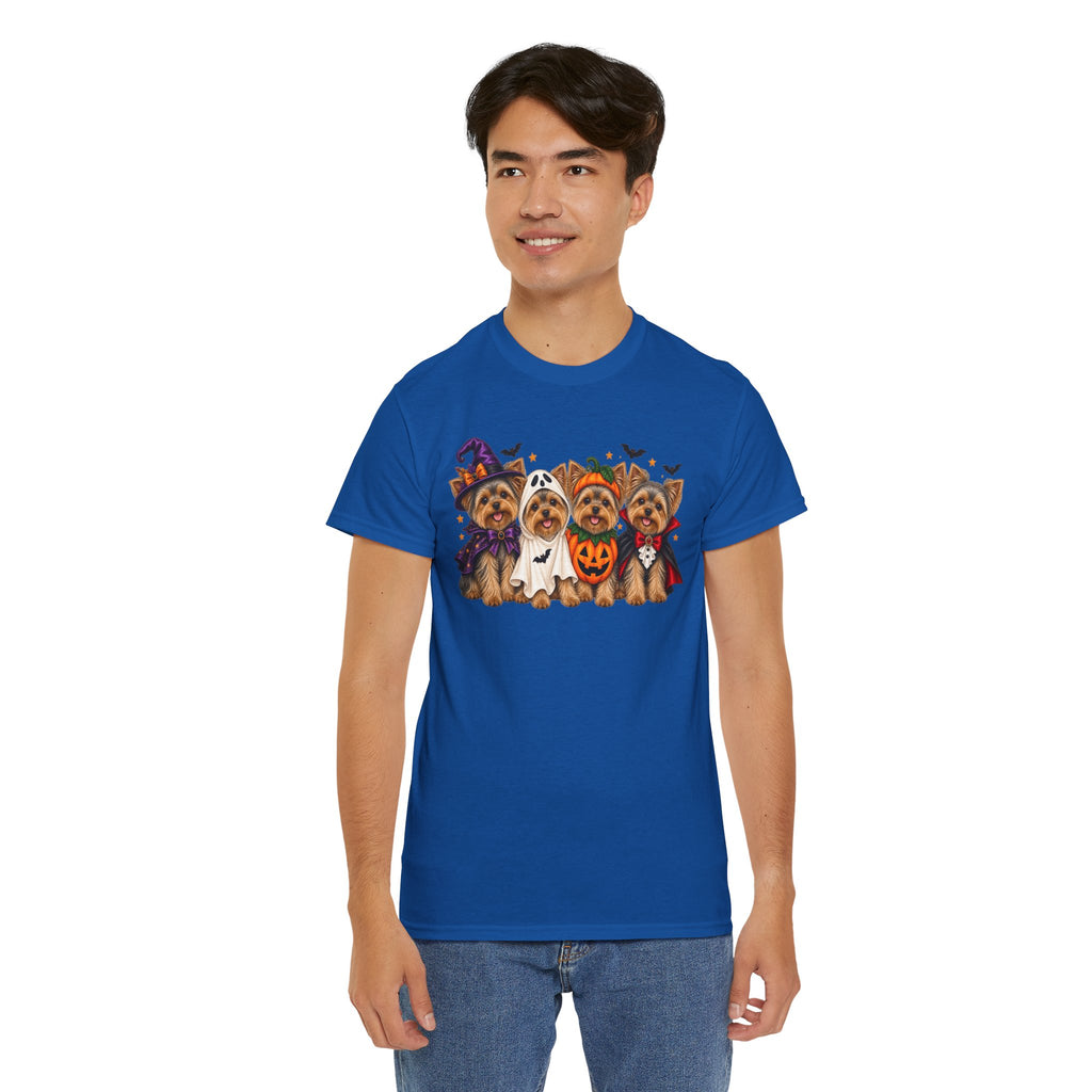 Halloween Yorkie T-Shirt — Cute Yorkies in Costumes (Pumpkin, Ghost, Witch, Vampire)