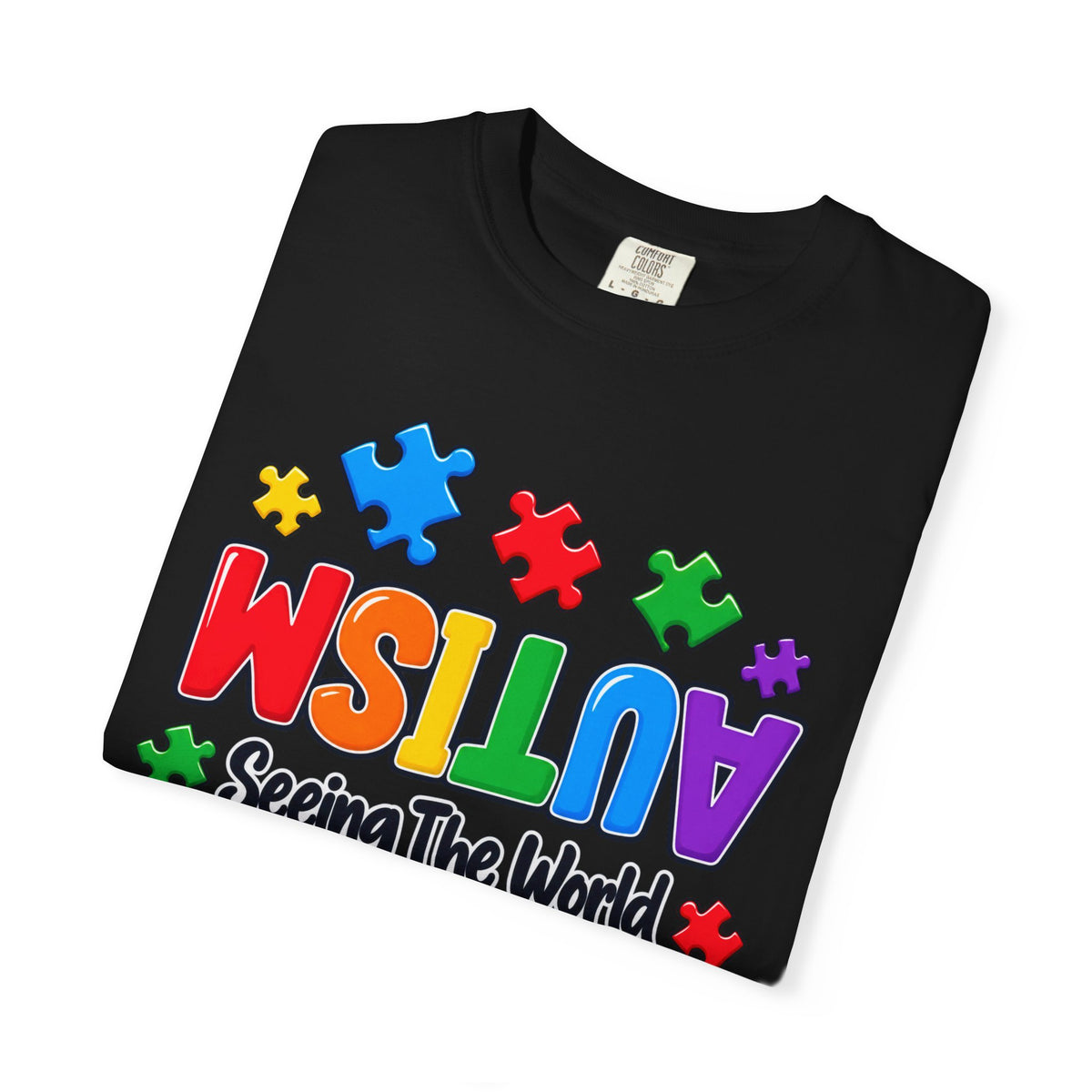 Autism Awareness T-Shirt — "Seeing the World From a Different Angle" Puzzle Design