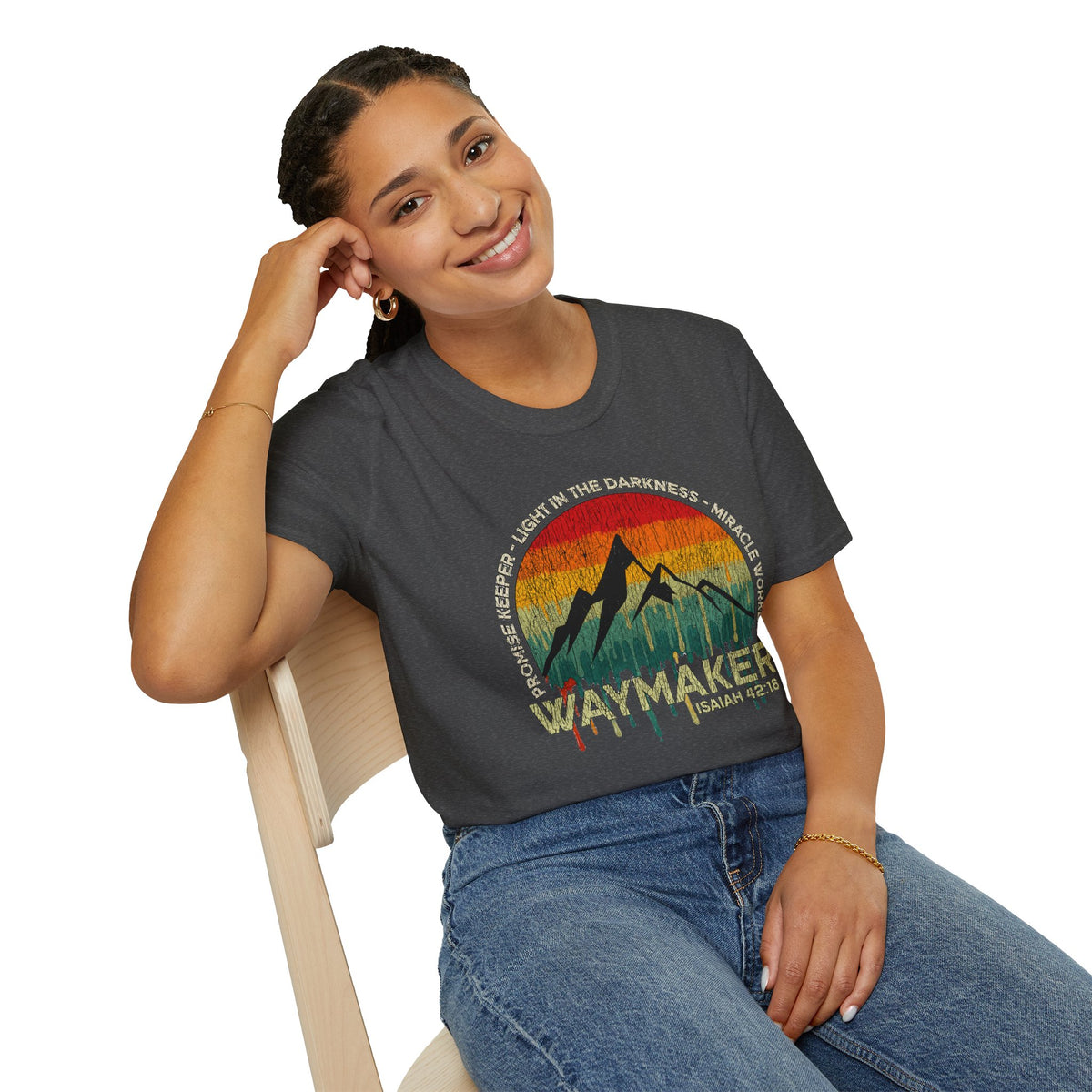 Waymaker Mountain T-Shirt — “Promise Keeper, Light in the Darkness” Christian Graphic Tee
