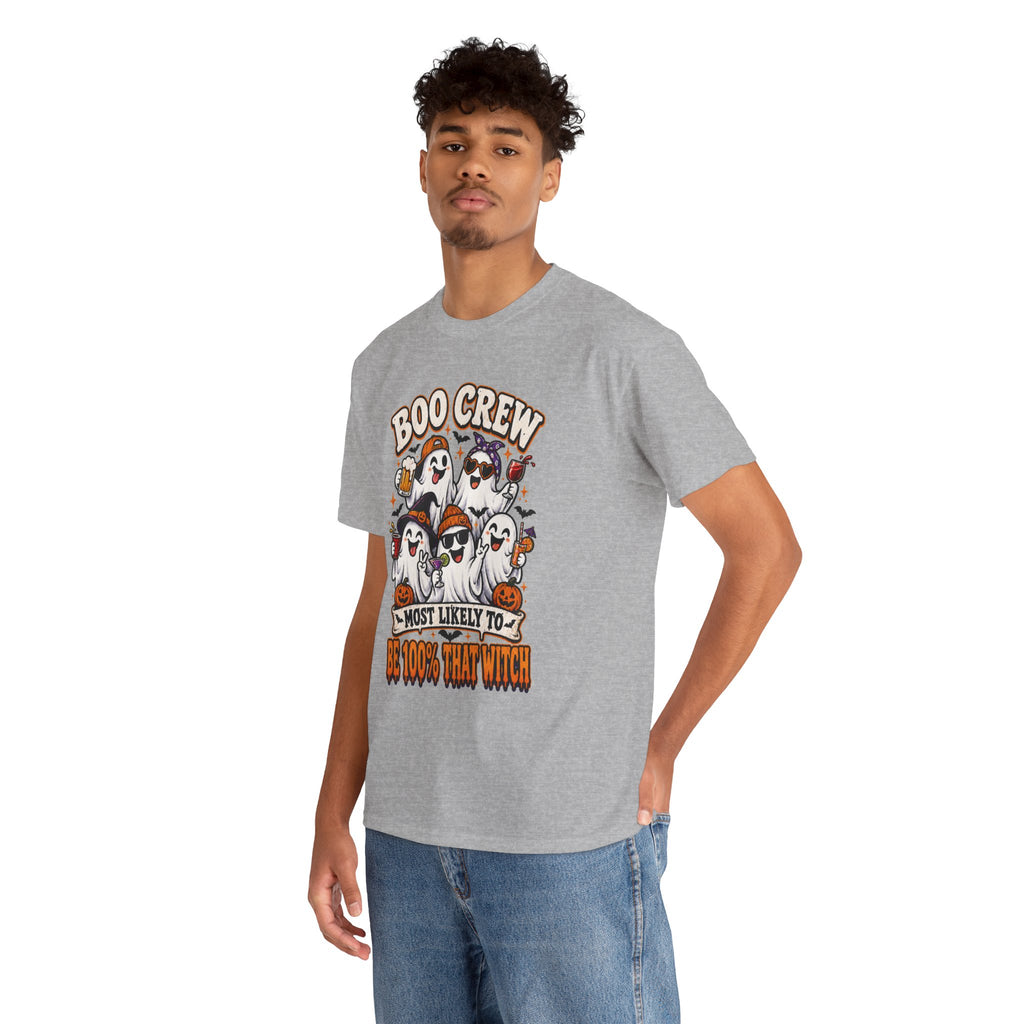 Boo Crew Halloween T-Shirt – "Most Likely To Be 100% That Witch" Ghosts Tee