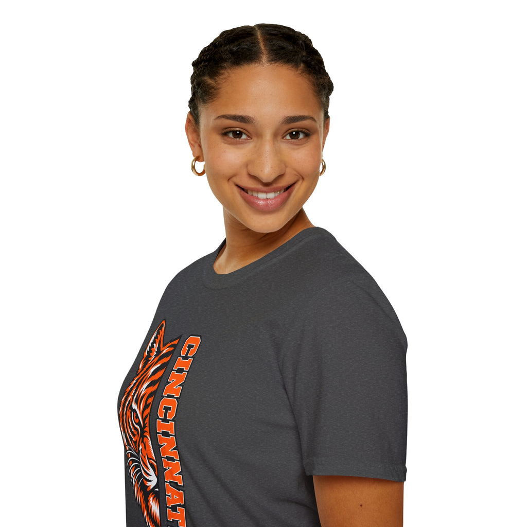 Cincinnati Tiger Head Vertical Graphic T-Shirt