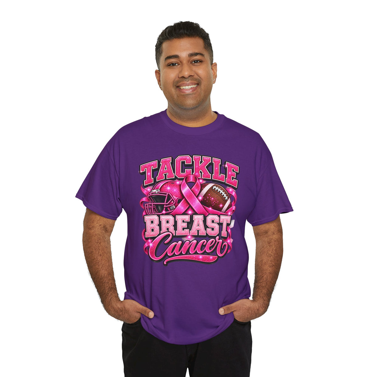 T-Shirt — "Tackle Breast Cancer" Pink Football Awareness Tee