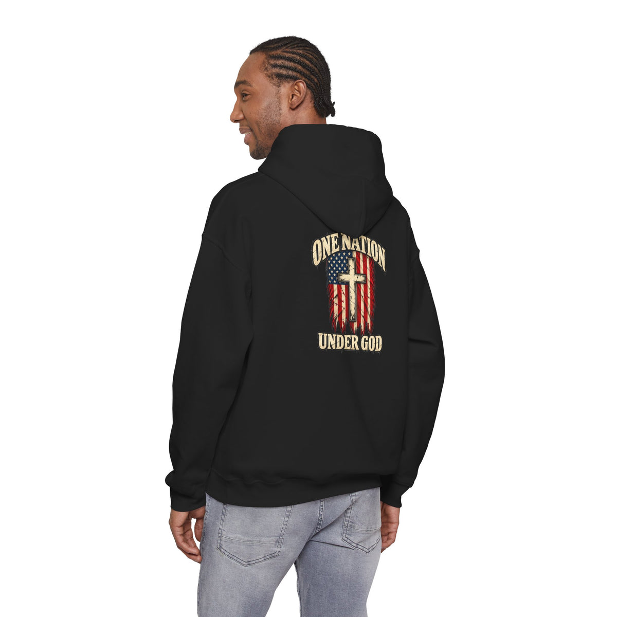 One Nation Under God Patriotic Cross Hoodie