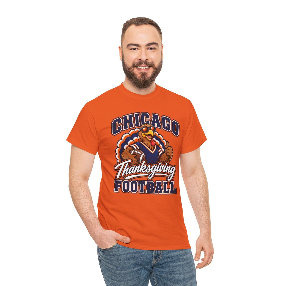 Chicago Thanksgiving Football T-Shirt — Turkey Mascot Game Day Tee