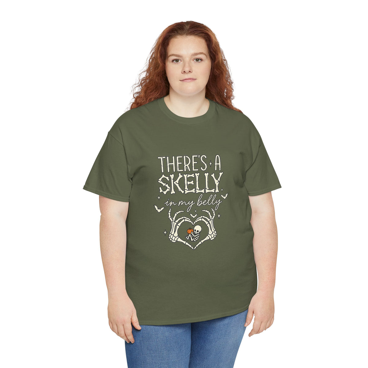 Skeleton Heart T‑Shirt — "There's a Skelly in My Belly" Cute Halloween Tee