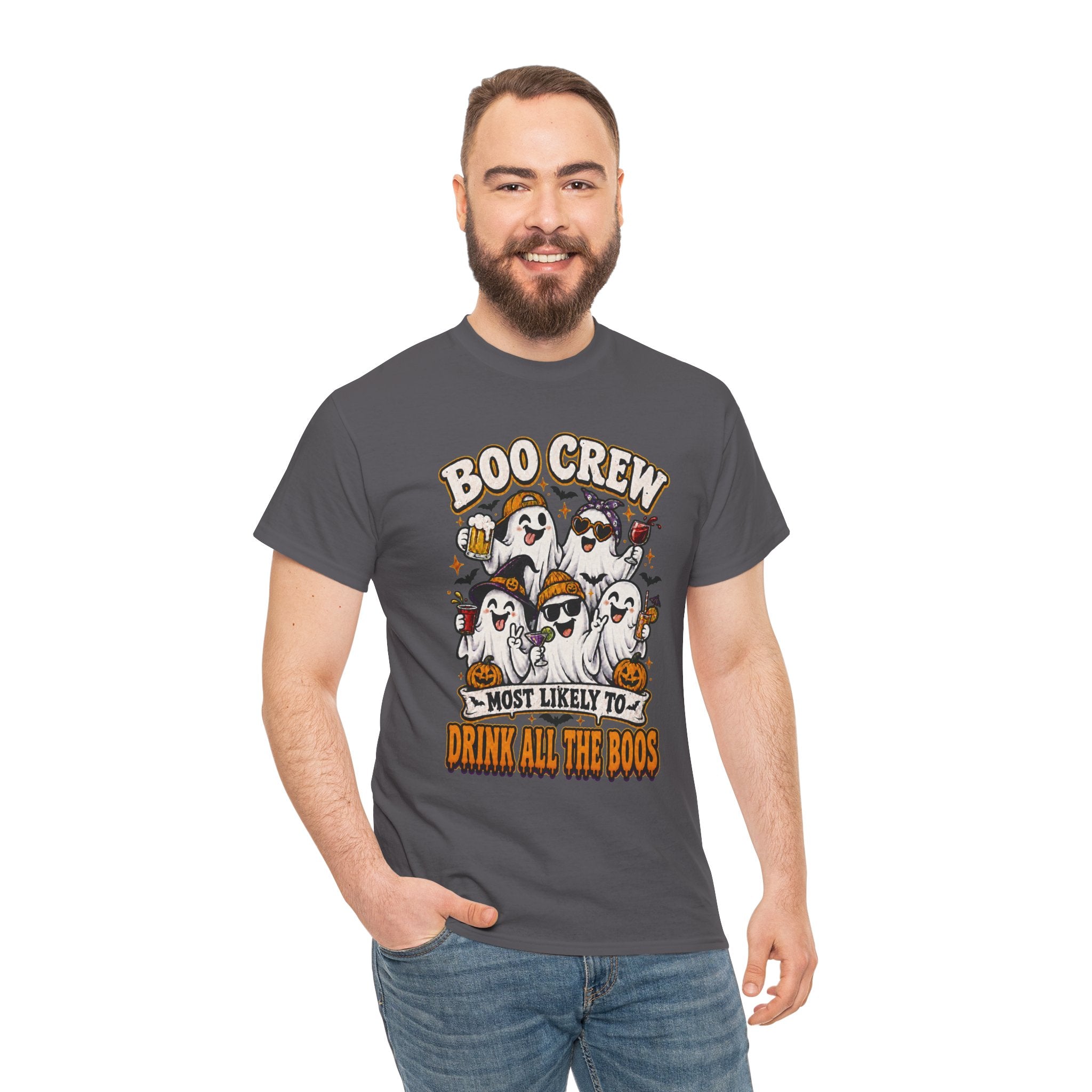 Boo Crew Halloween Tee — “Most Likely To Drink All The Boos” Ghost Party Shirt