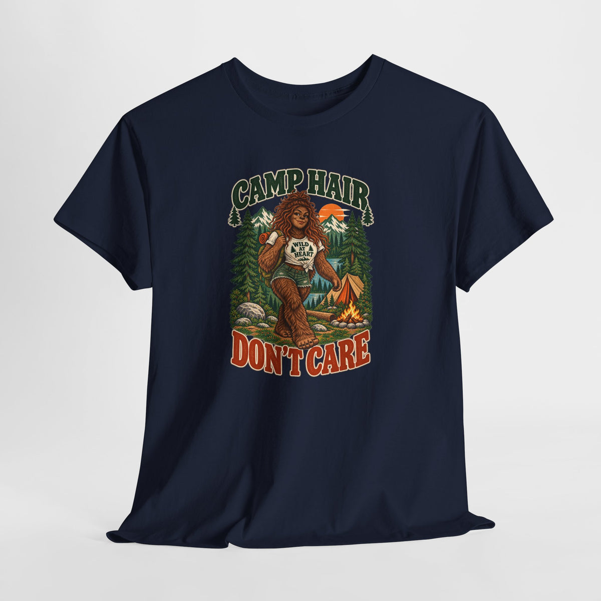 Camp Hair Don't Care T-Shirt — Retro Camping Graphic Tee