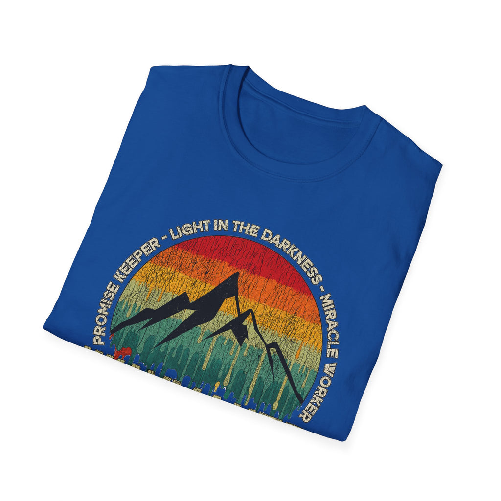 Waymaker Mountain T-Shirt — “Promise Keeper, Light in the Darkness” Christian Graphic Tee