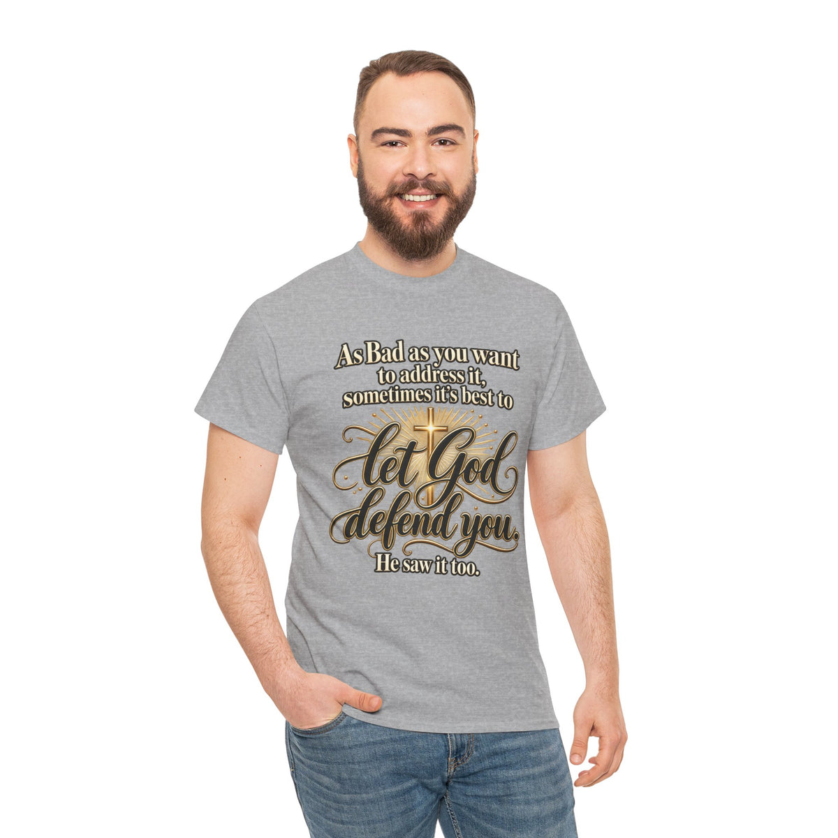Let God Defend You Inspirational Christian T-Shirt