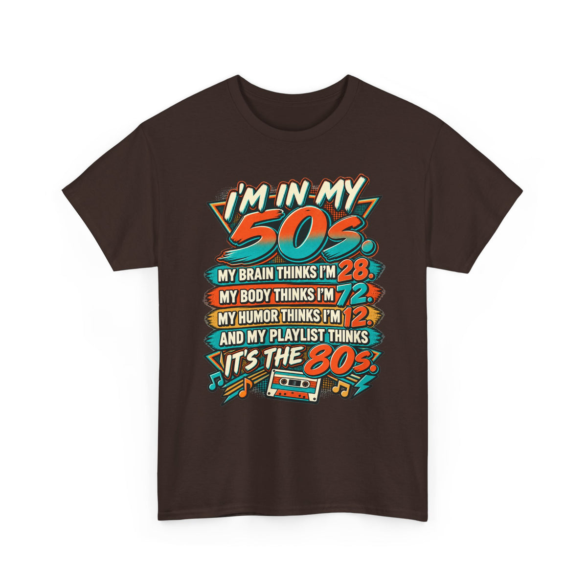 Retro 50s Birthday T‑Shirt — "I'm in My 50s" 80s Playlist Cassette Tee