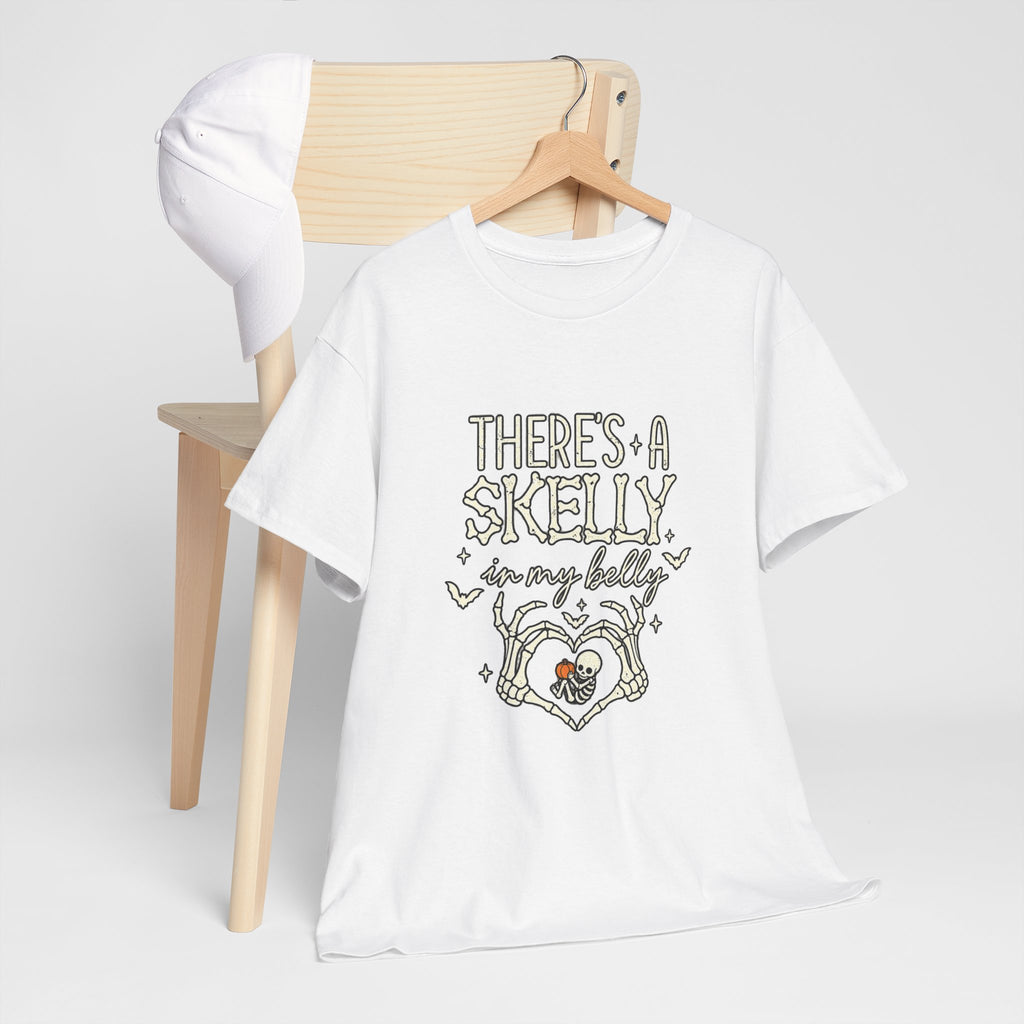 Skeleton Heart T‑Shirt — "There's a Skelly in My Belly" Cute Halloween Tee