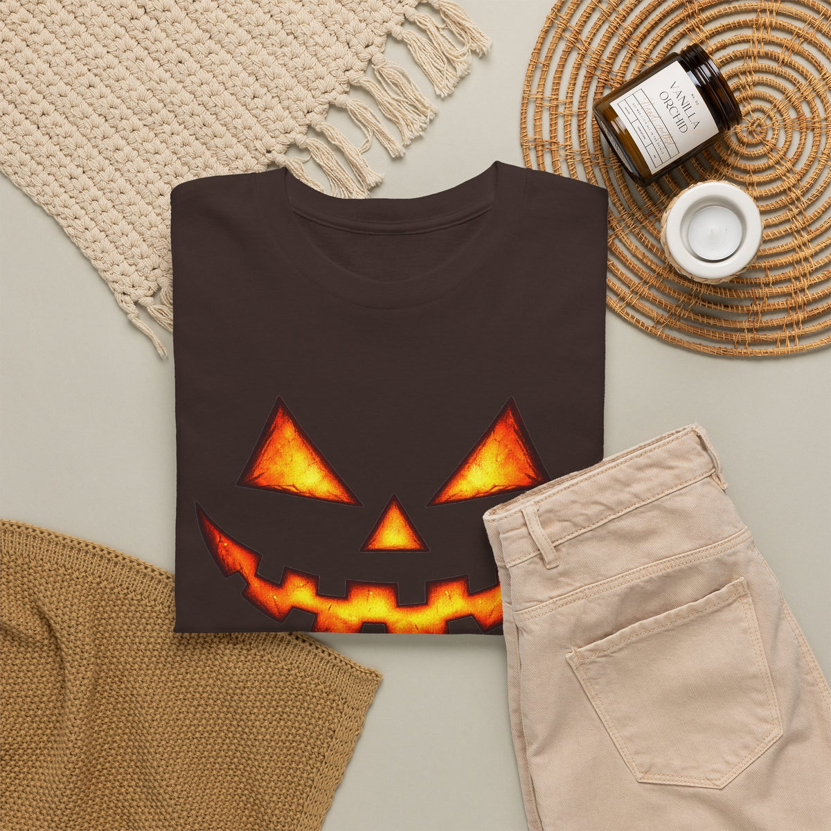 Jack-O'-Lantern Pumpkin Scary Face T-Shirt — Halloween Horror Costume Tee
