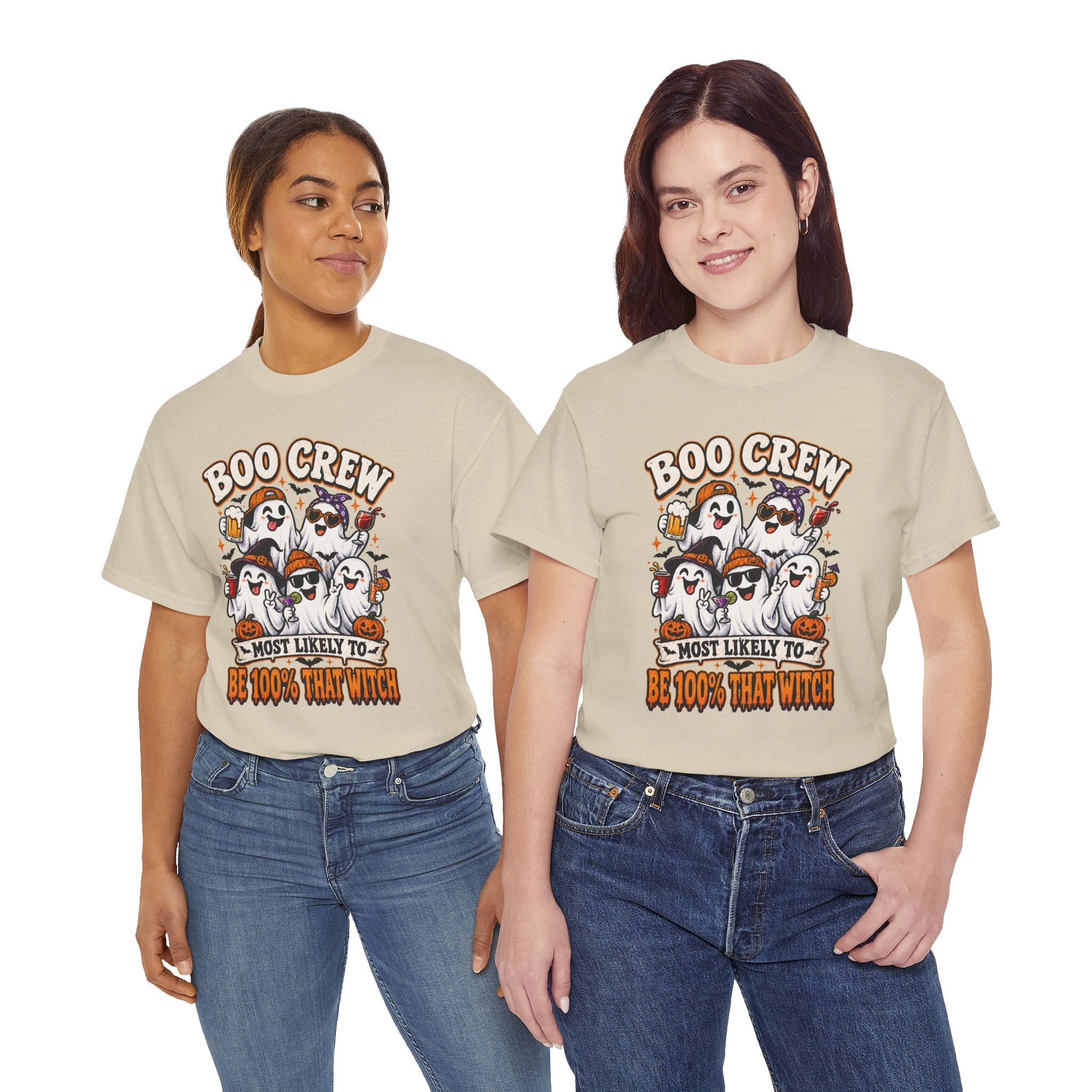 Boo Crew Halloween T-Shirt – "Most Likely To Be 100% That Witch" Ghosts Tee