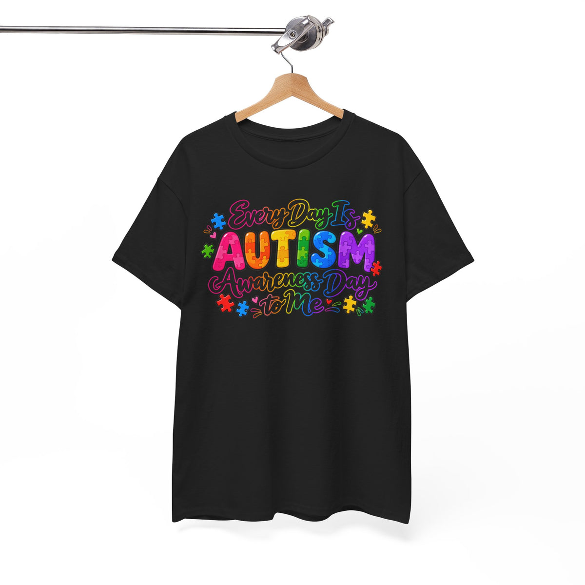 Autism Awareness T-Shirt — "Every Day Is Autism Awareness Day to Me" Colorful Puzzle Tee