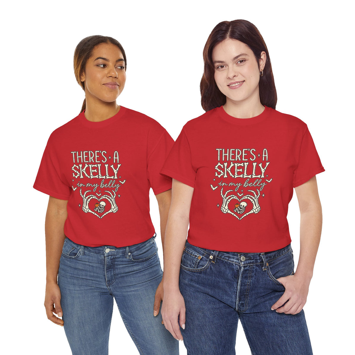 Skeleton Heart T‑Shirt — "There's a Skelly in My Belly" Cute Halloween Tee