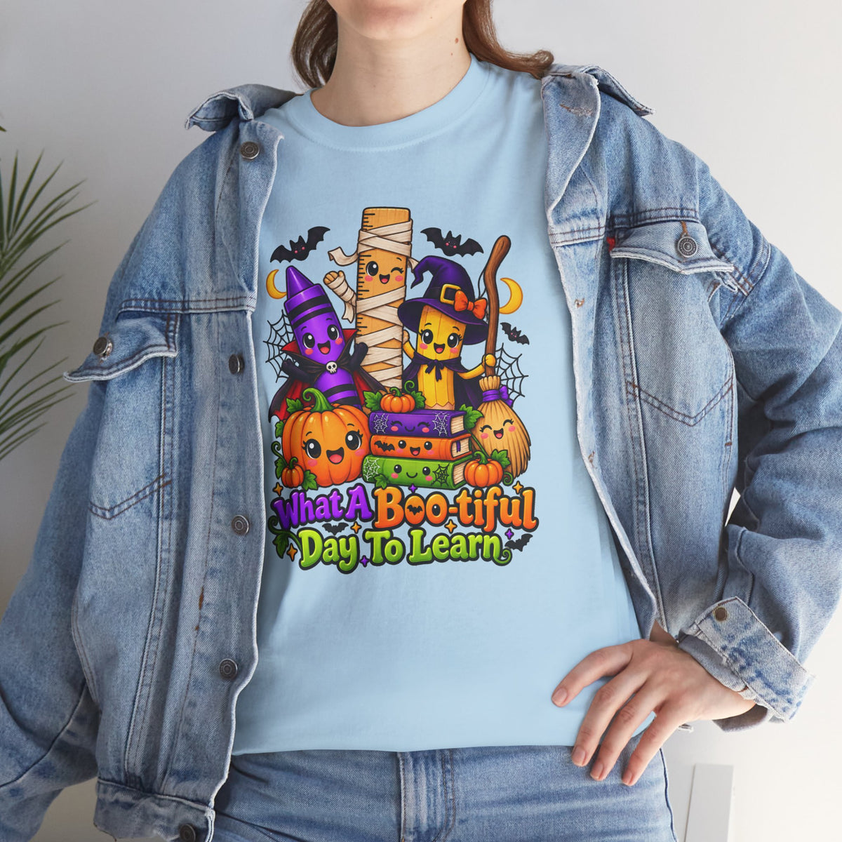 Halloween Teacher Tee — "What A Boo-tiful Day To Learn" Kids' Classroom Shirt