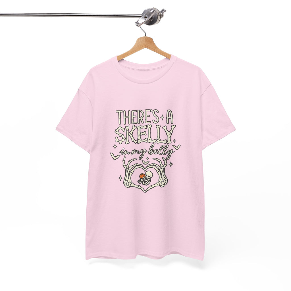 Skeleton Heart T‑Shirt — "There's a Skelly in My Belly" Cute Halloween Tee